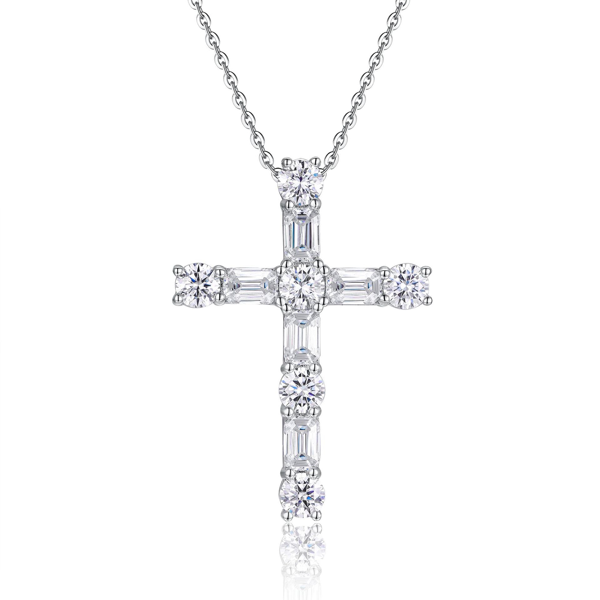 Cross Pendant Necklace with Moissanite