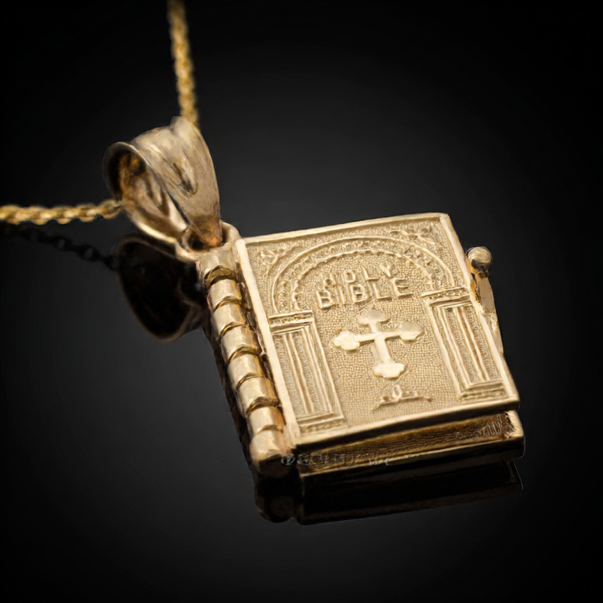 Openable Bible Book Cross Necklace