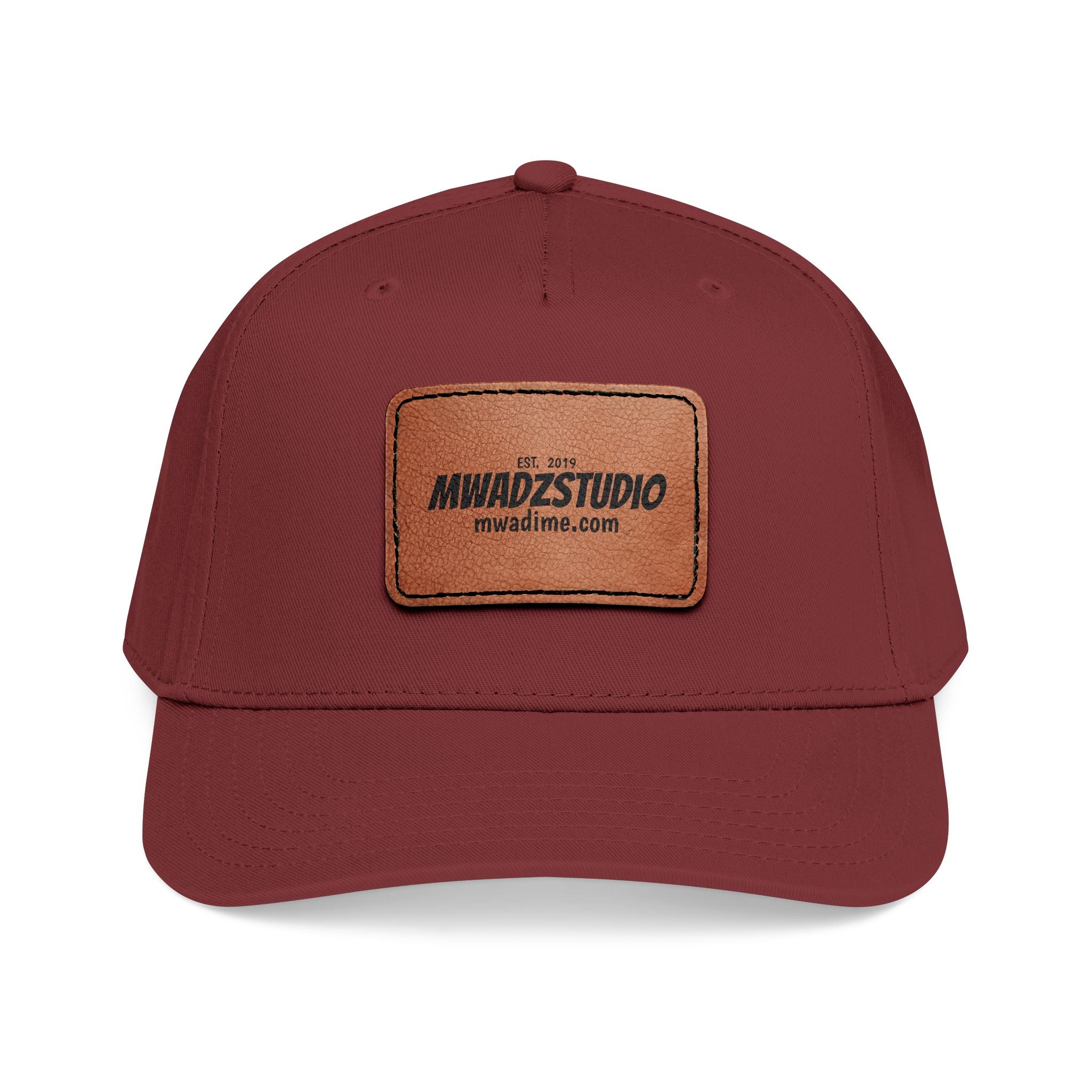 Leather Patch Baseball Cap — Mid Profile Trucker Hat with Rectangular Leather Logo