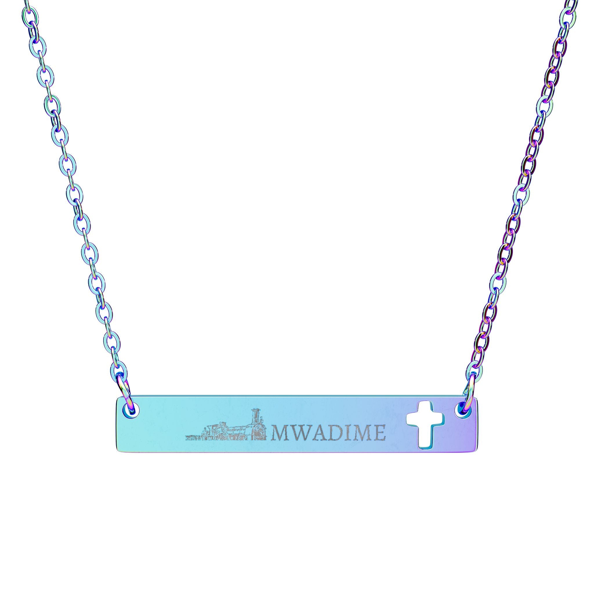 Engraved Cutout Cross Bar Necklace — Christian Faith Pendant