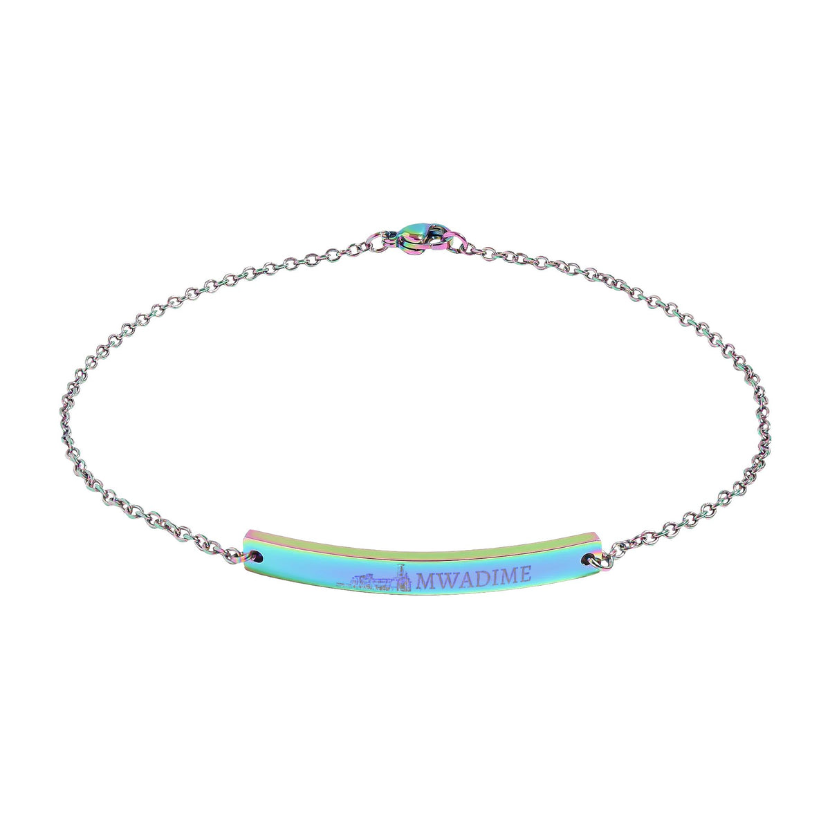 Engravable Curved Bar Anklet — Personalized Minimalist Anklet (Rose Gold or Black)