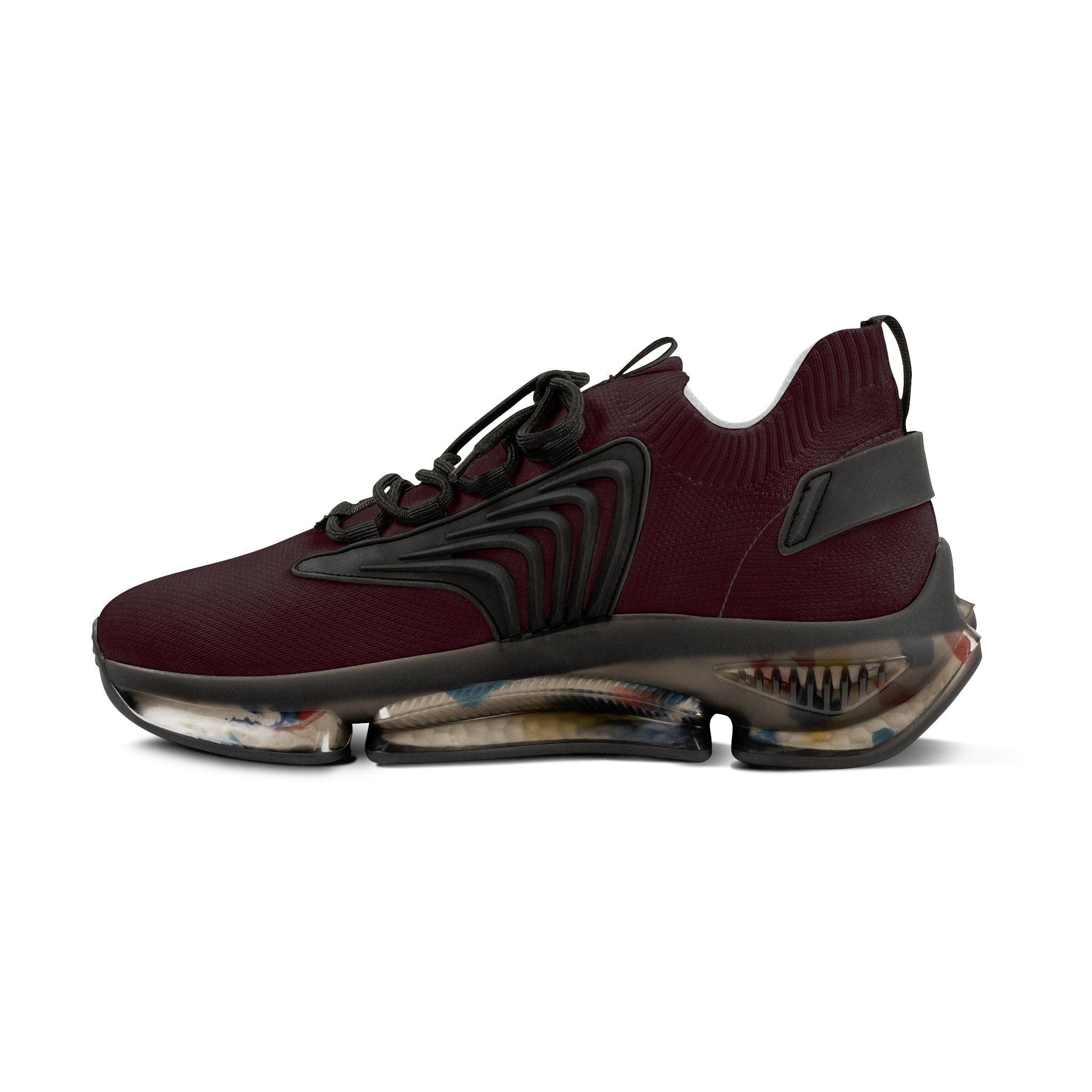 Men's Burgundy Mesh Sneakers — Lightweight Breathable Athletic Shoes