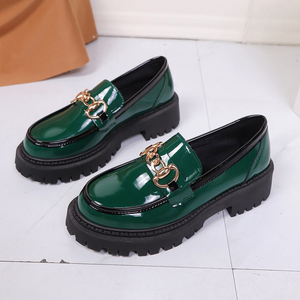 Leather Shoes Thick Sole Slip-On