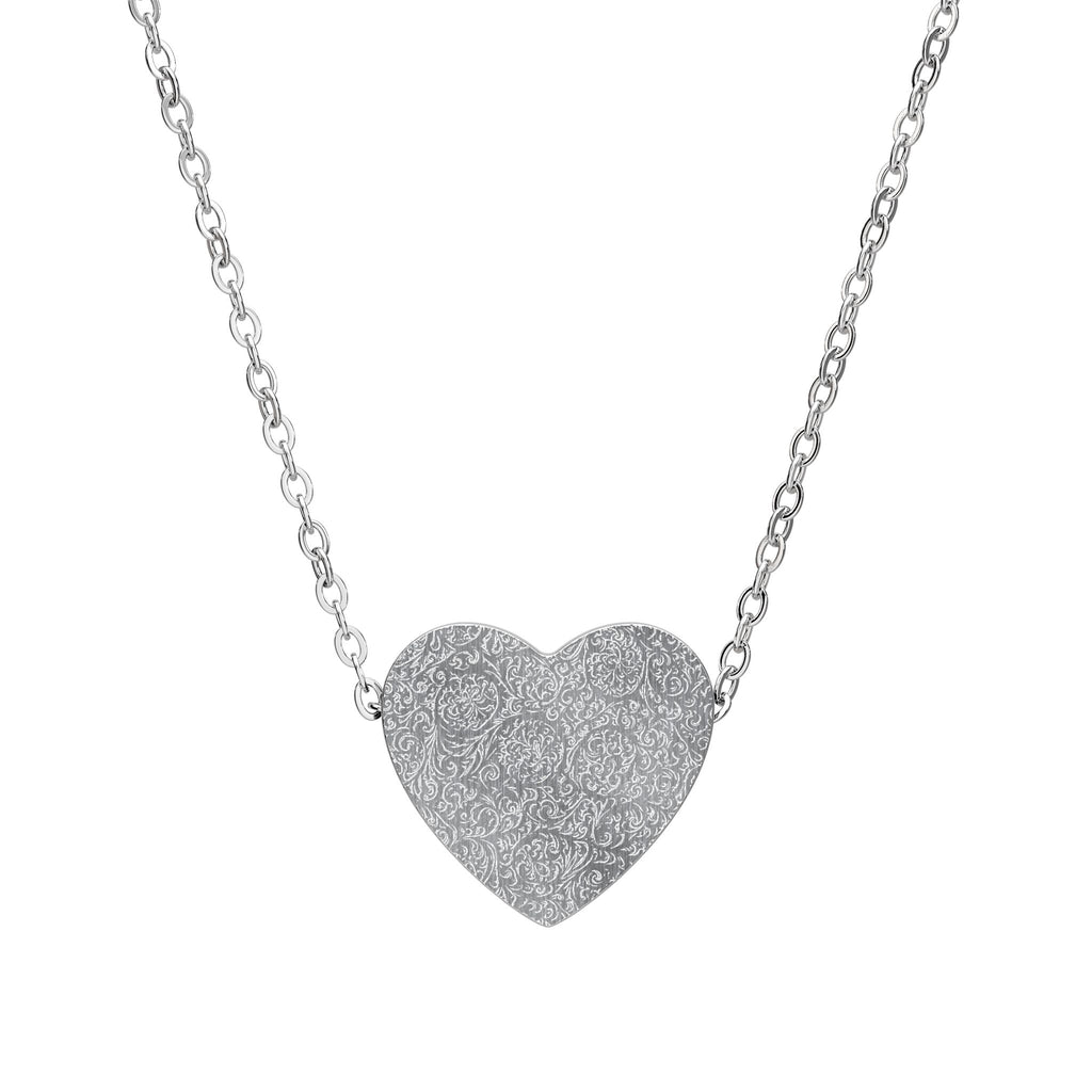 Engravable Heart Necklace —  Sterling/Silver or Rose Gold Pendant