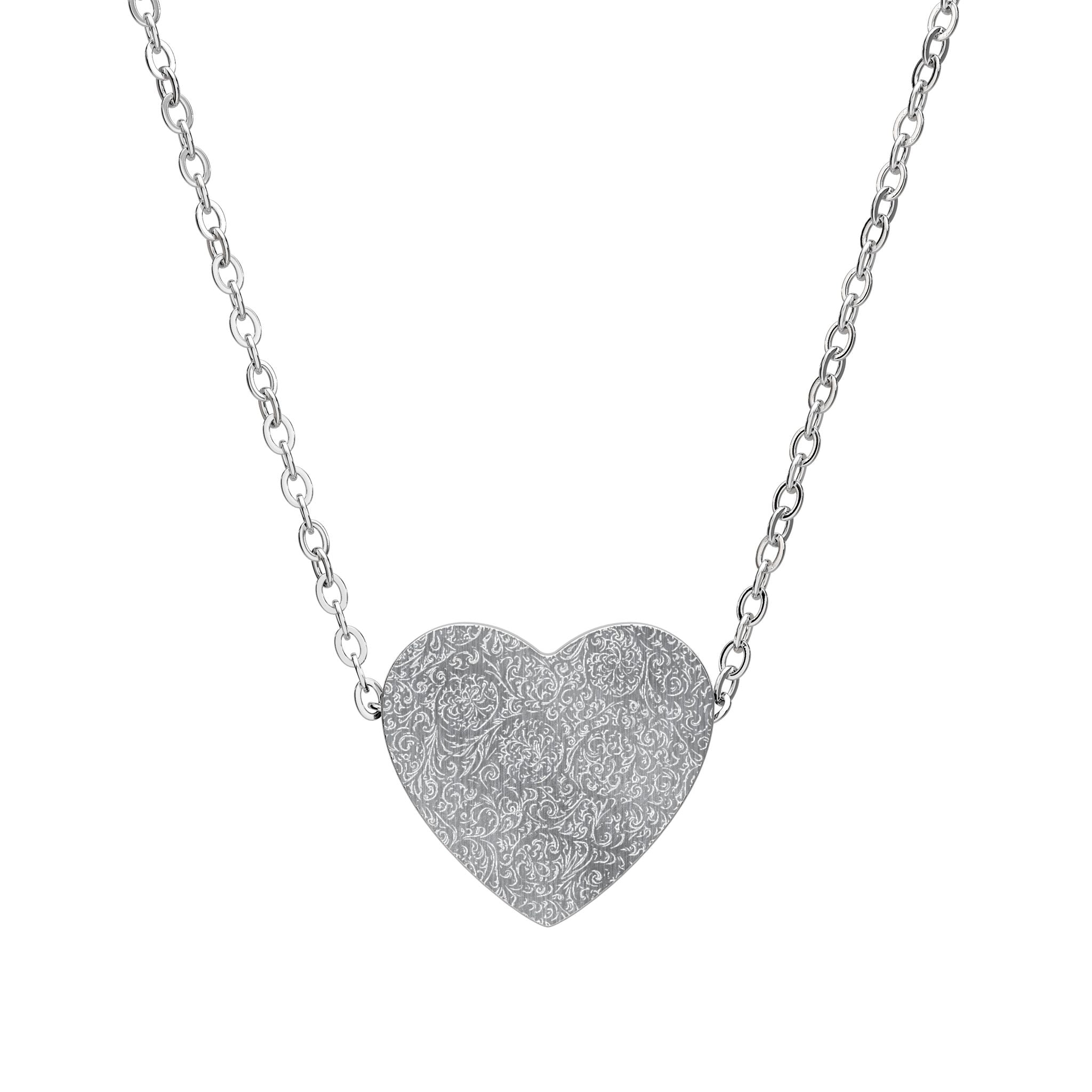 Engravable Heart Necklace —  Sterling/Silver or Rose Gold Pendant