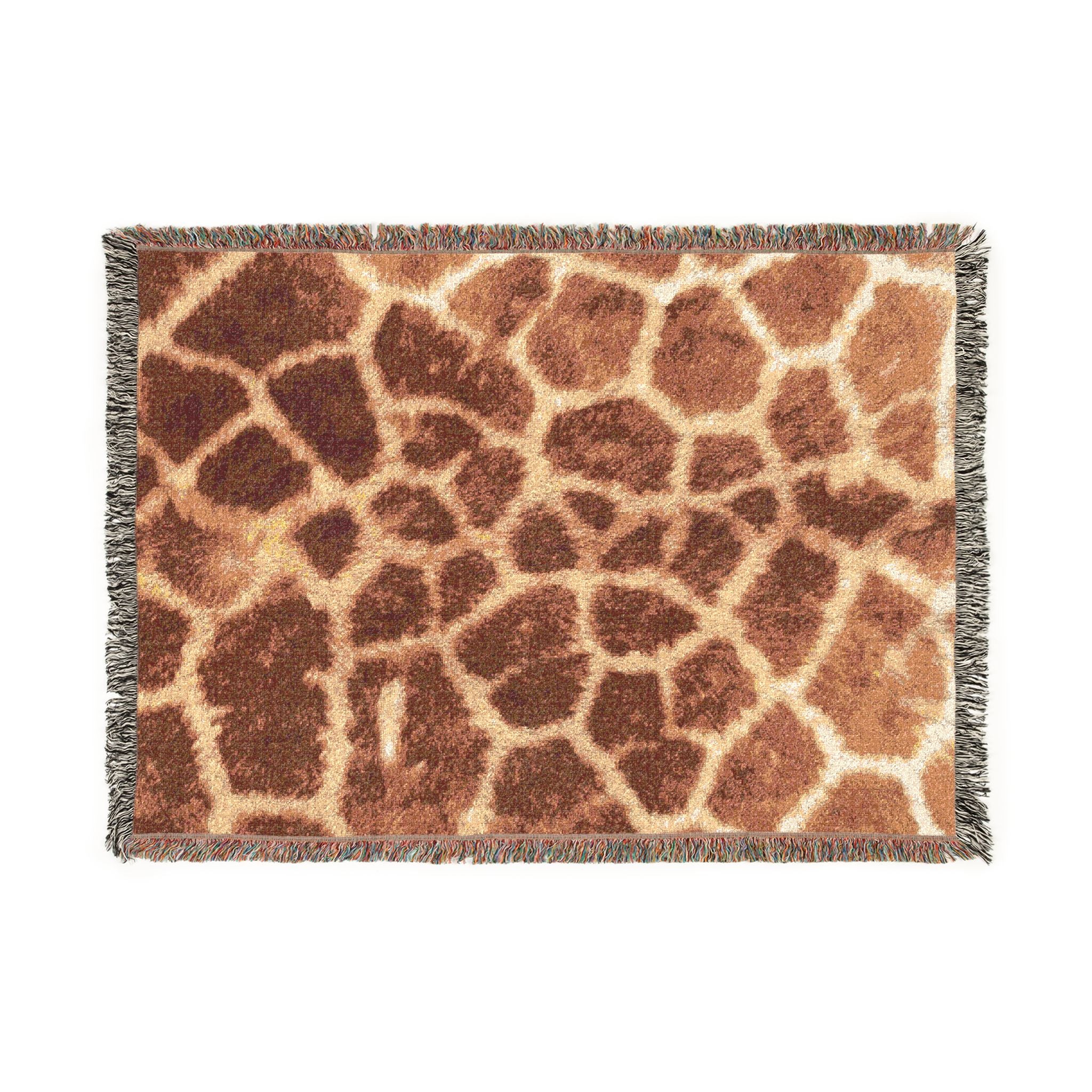 Giraffe Print Woven Blanket — Cozy Animal Pattern Throw for Living Room & Travel