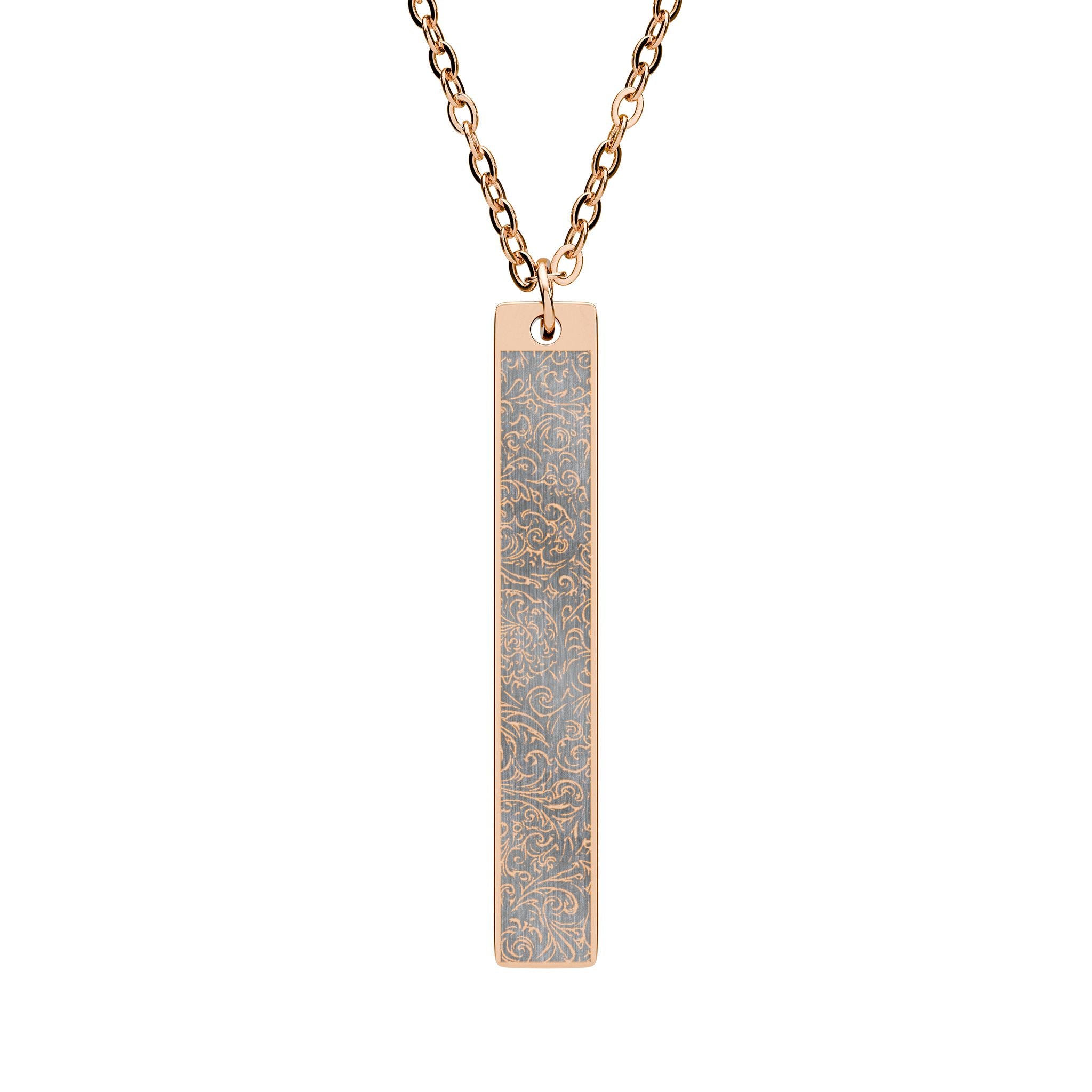 Engravable Vertical Bar Necklace — Gothic Silver or Rose Gold Pendant