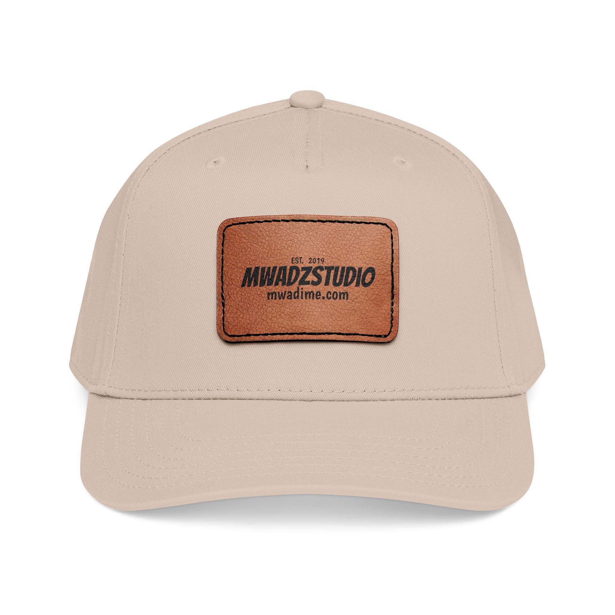 Leather Patch Baseball Cap — Mid Profile Trucker Hat with Rectangular Leather Logo