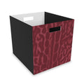 Felt Storage Box — Burgundy Leopard Print Cube Organizer