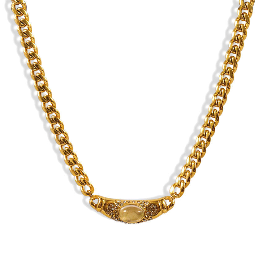 Fashion Stainless Steel Zircon Necklace with Gold Plating