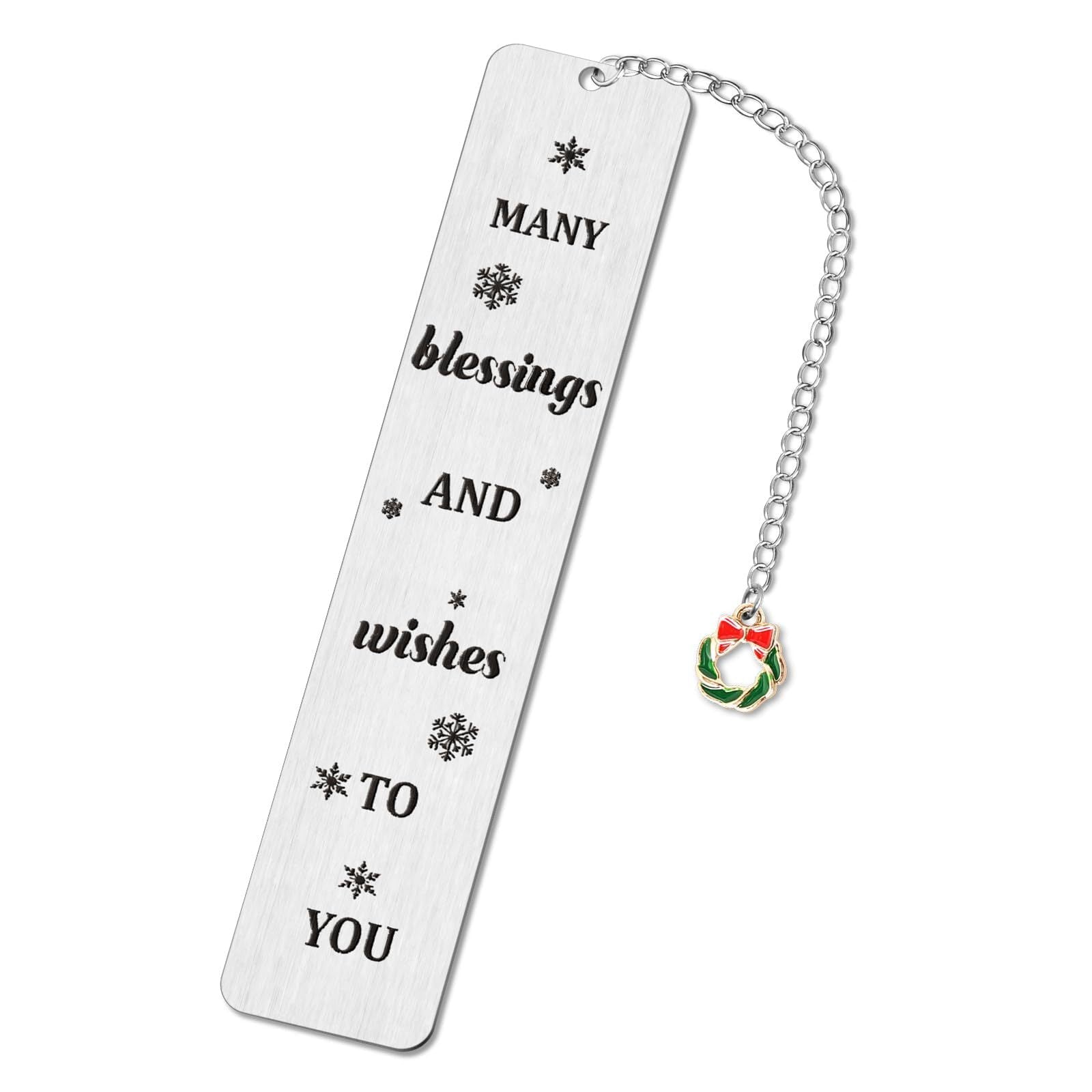 Religious Engraved Stainless Steel Bookmark with Cross Pendant