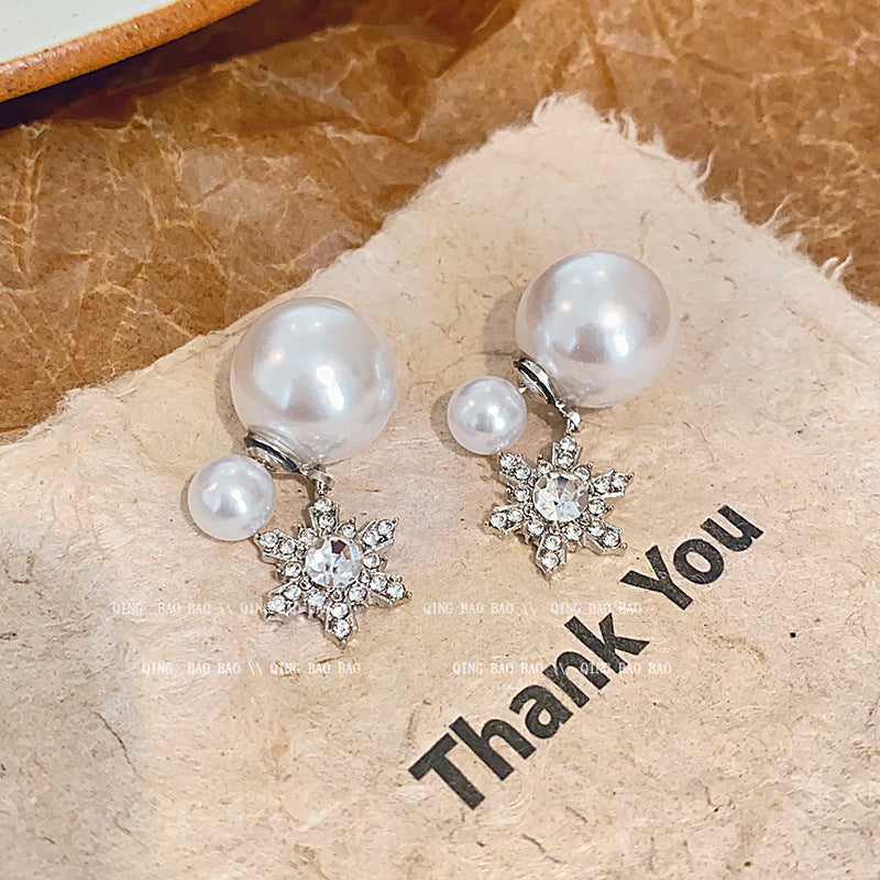 925 Sterling Silver Needle Pearl Earrings