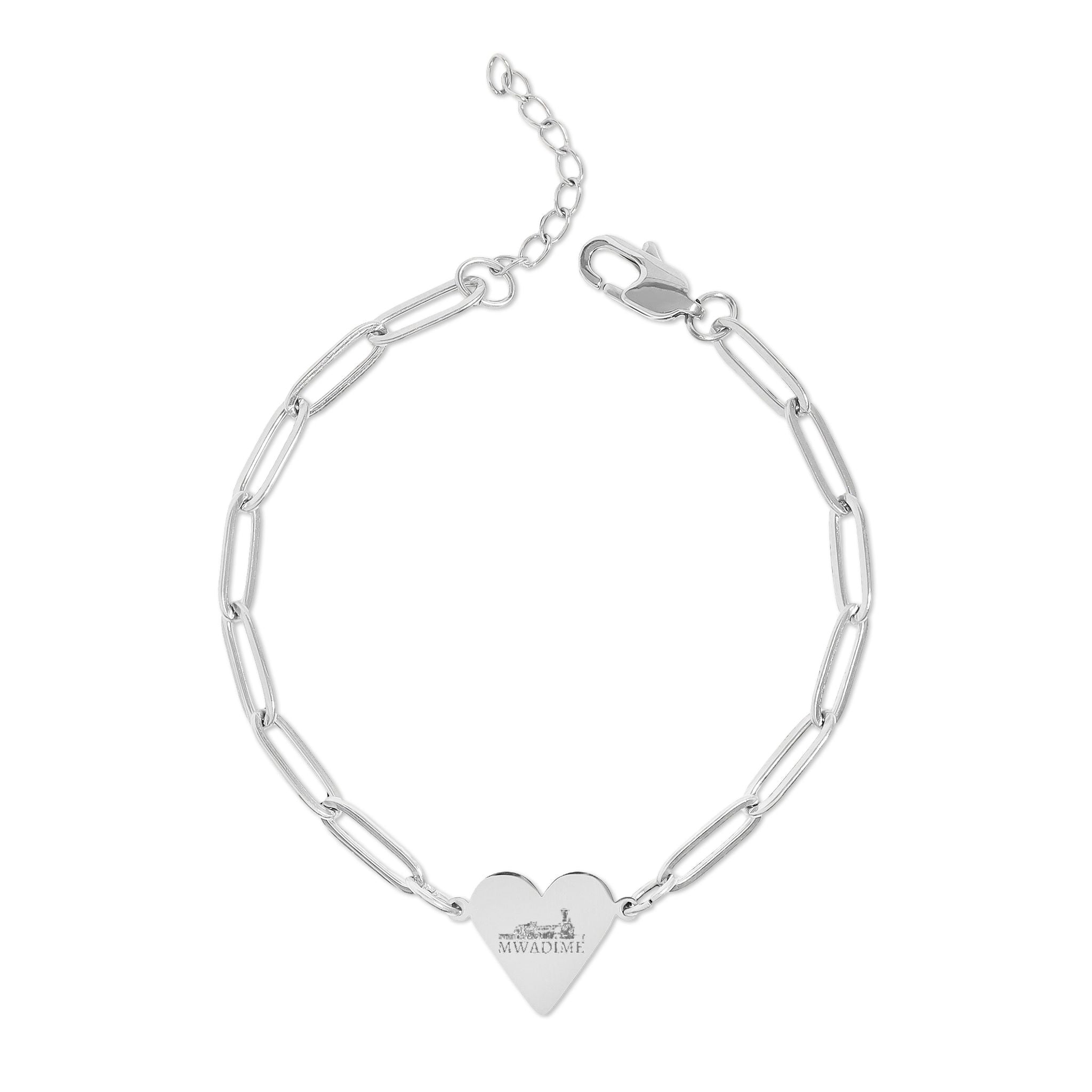 Engravable Paperclip Heart Bracelet – Personalized Rose Gold/Gold Chain Gift
