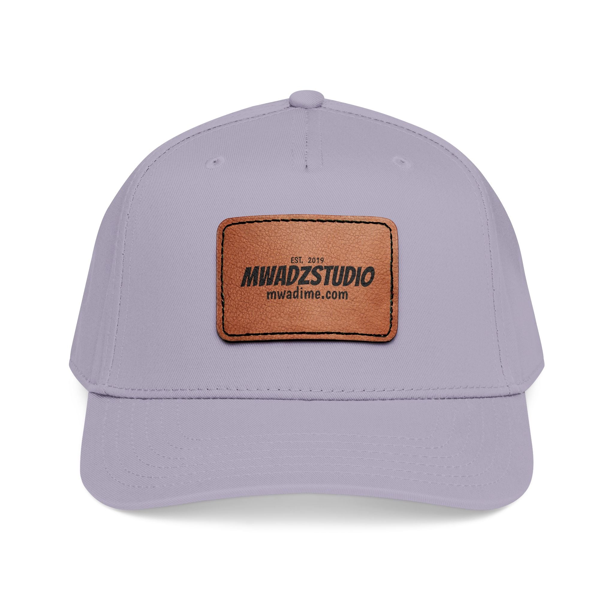 Leather Patch Baseball Cap — Mid Profile Trucker Hat with Rectangular Leather Logo