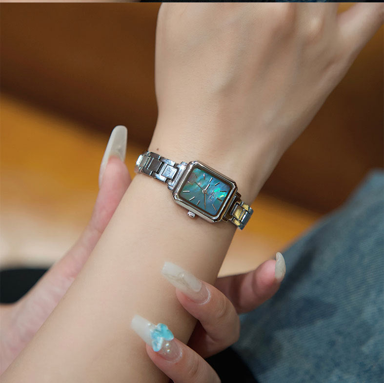 Simple Sugar Cube Small Square Steel Strap Watch