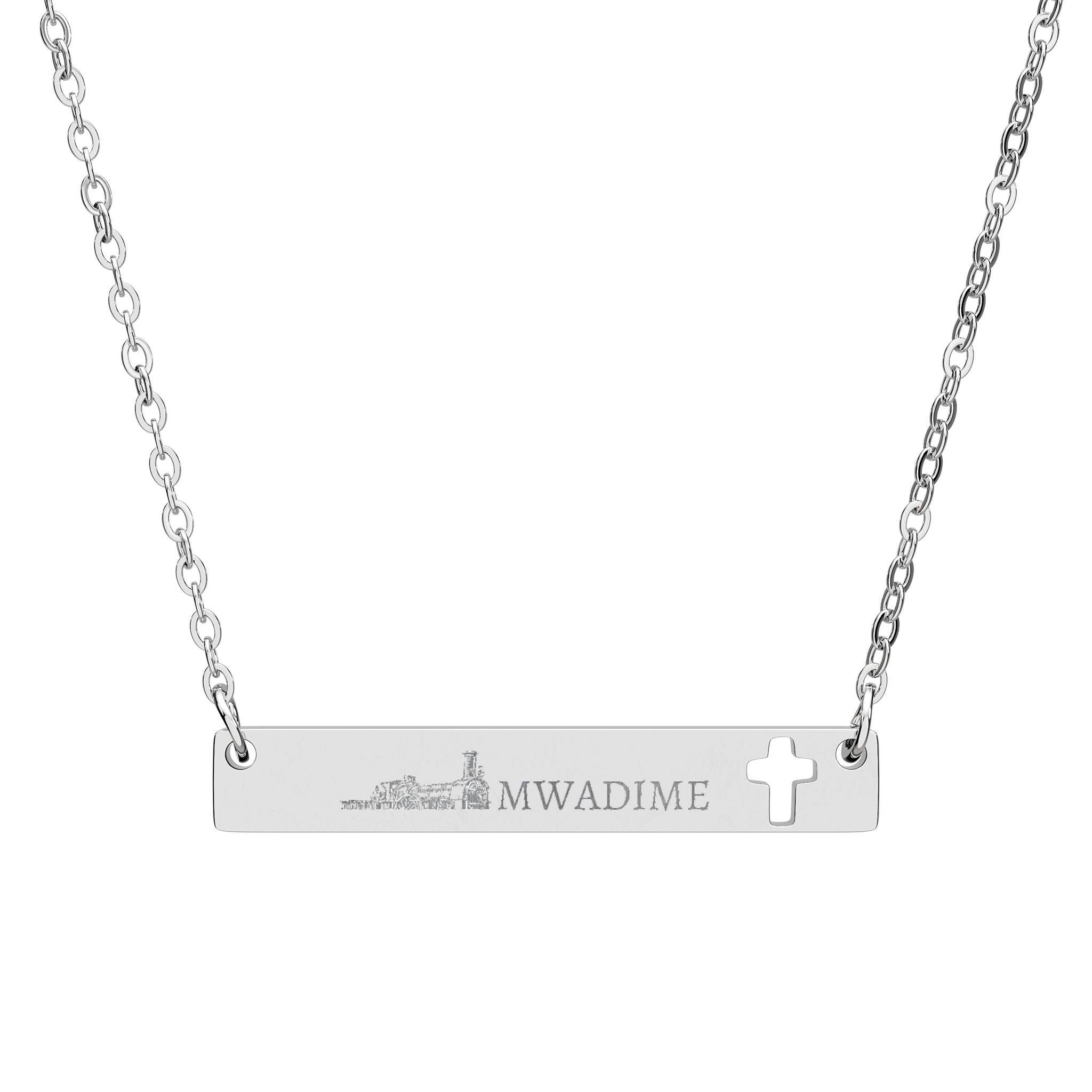 Engraved Cutout Cross Bar Necklace — Christian Faith Pendant