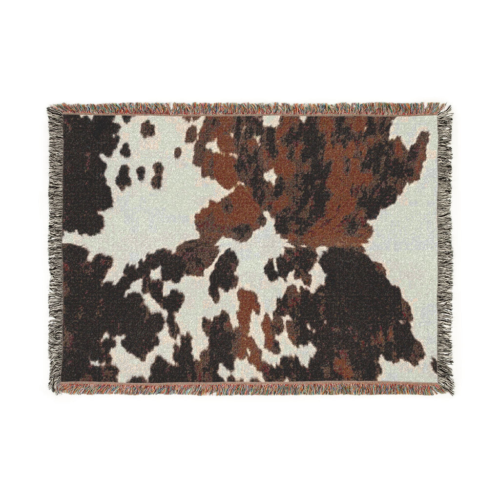 Abstract Camouflage Woven Blanket — Rustic Brown & Black Throw for Living Room, Cabin or Outdoor Use