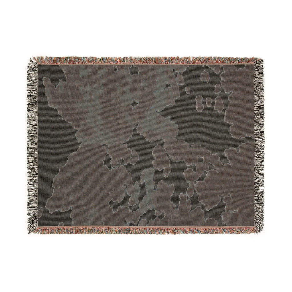 Abstract Camouflage Woven Blanket — Rustic Brown & Black Throw for Living Room, Cabin or Outdoor Use
