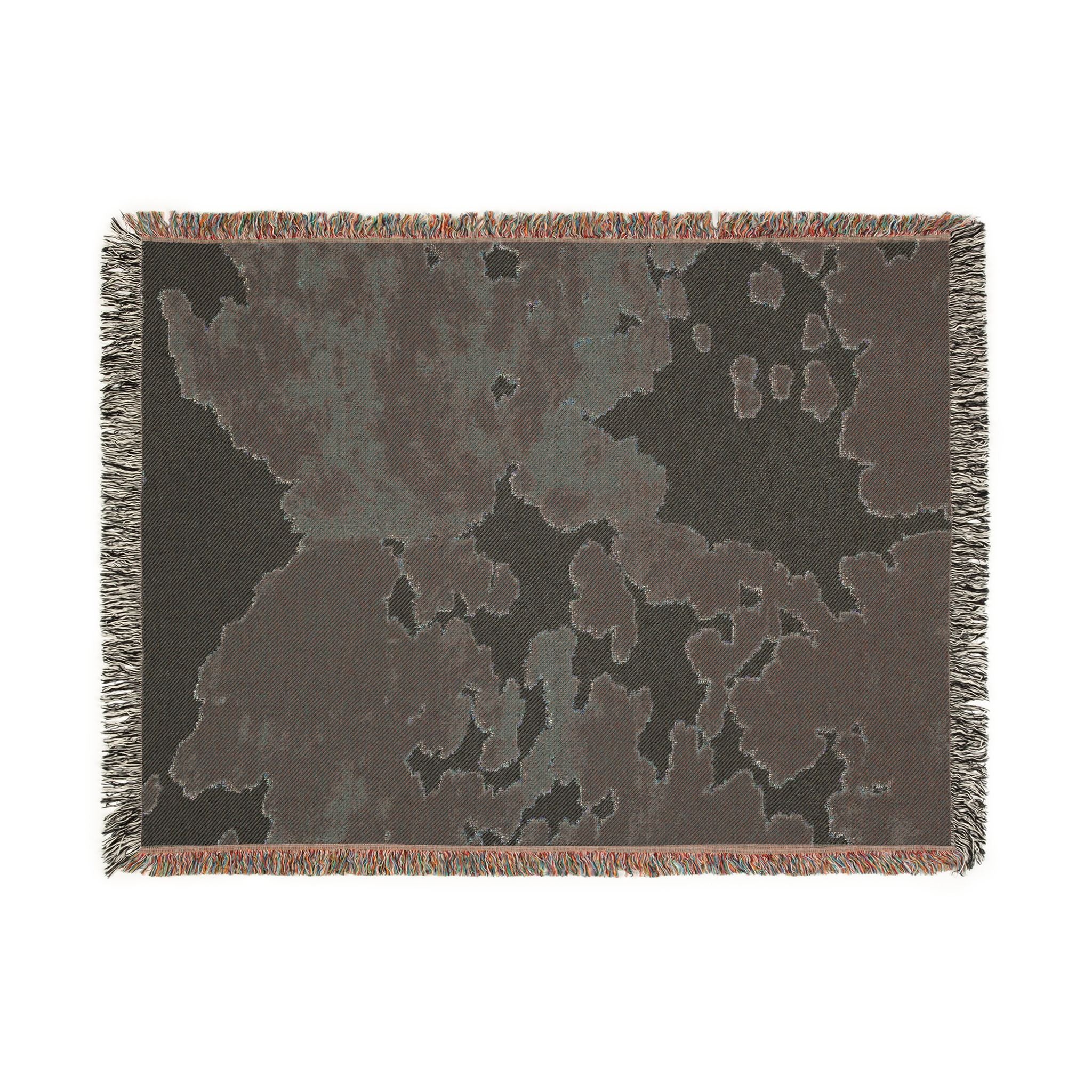 Abstract Camouflage Woven Blanket — Rustic Brown & Black Throw for Living Room, Cabin or Outdoor Use