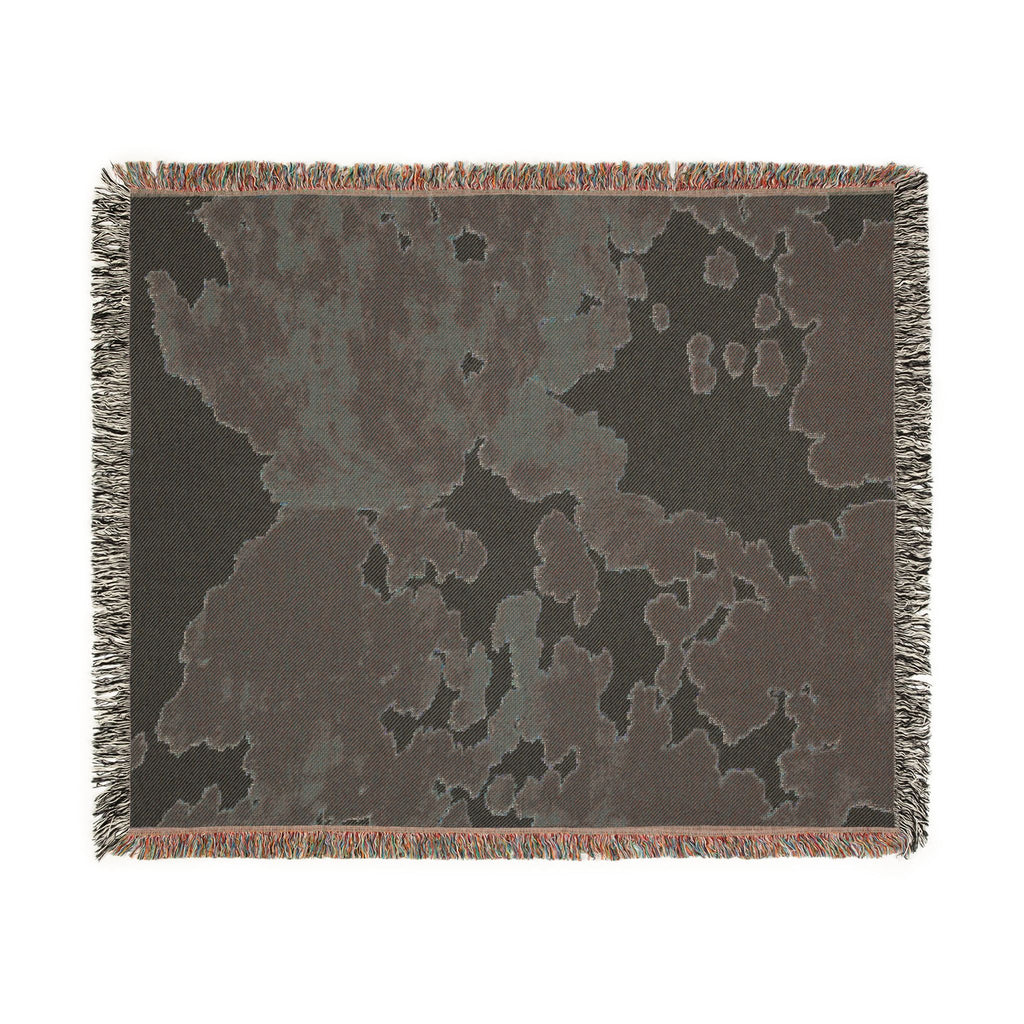 Abstract Camouflage Woven Blanket — Rustic Brown & Black Throw for Living Room, Cabin or Outdoor Use