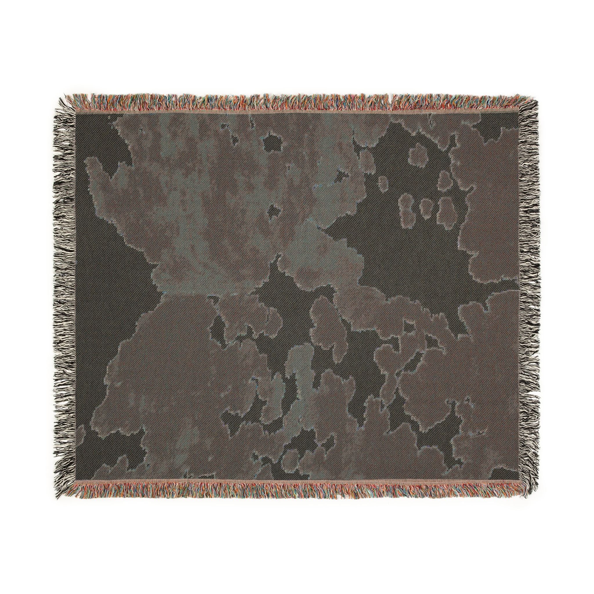 Abstract Camouflage Woven Blanket — Rustic Brown & Black Throw for Living Room, Cabin or Outdoor Use