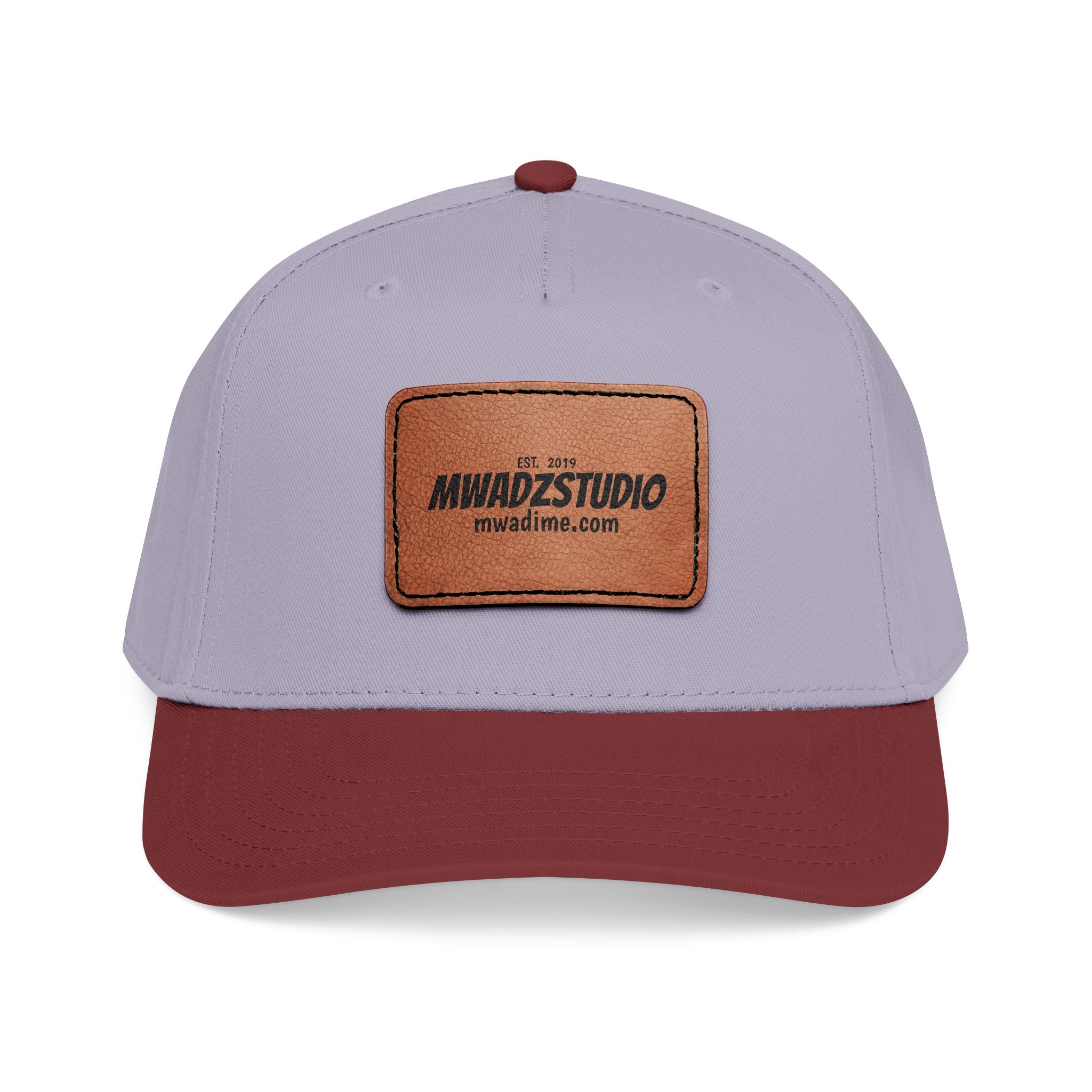 Leather Patch Baseball Cap — Mid Profile Trucker Hat with Rectangular Leather Logo