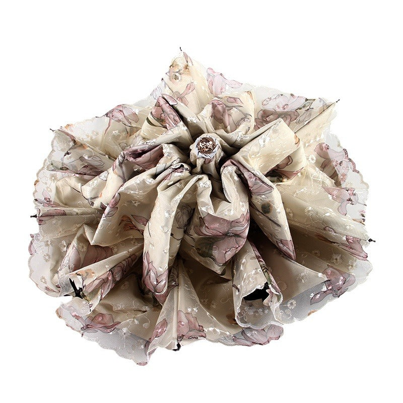 Aurora Three-fold Lace Embroidered Umbrella