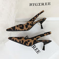 Leopard print low-heeled women's shoes