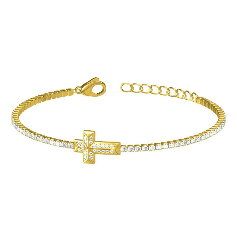 Diamond Encrusted Zircon Cross Bracelet