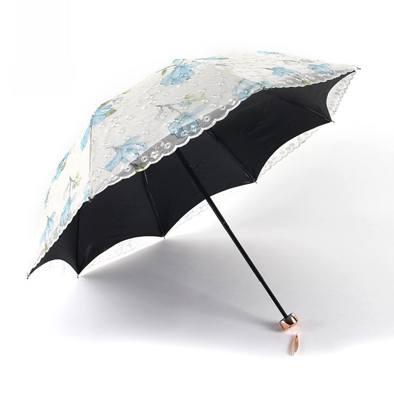 Aurora Three-fold Lace Embroidered Umbrella