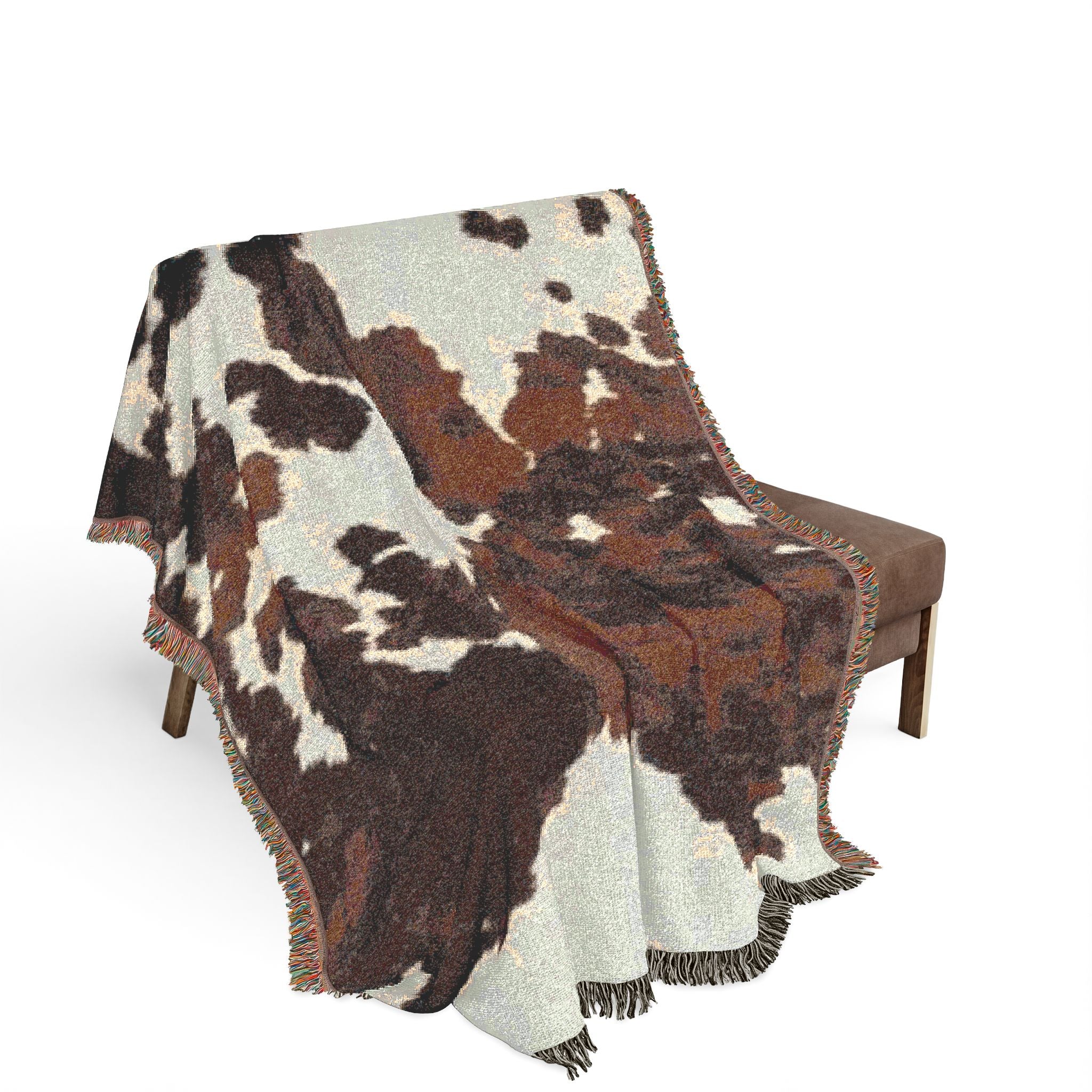 Abstract Camouflage Woven Blanket — Rustic Brown & Black Throw for Living Room, Cabin or Outdoor Use