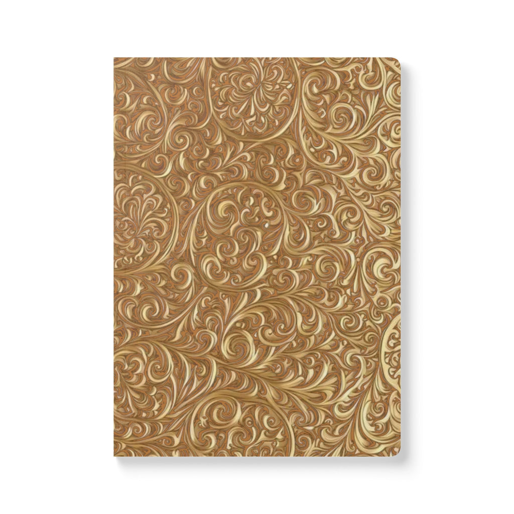 Gold Embossed Print Softcover Journal — Ornate Floral Pattern Notebook