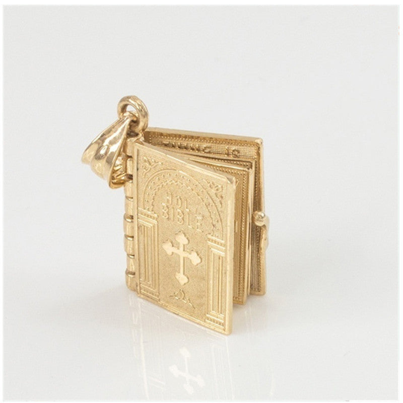 Openable Bible Book Cross Necklace