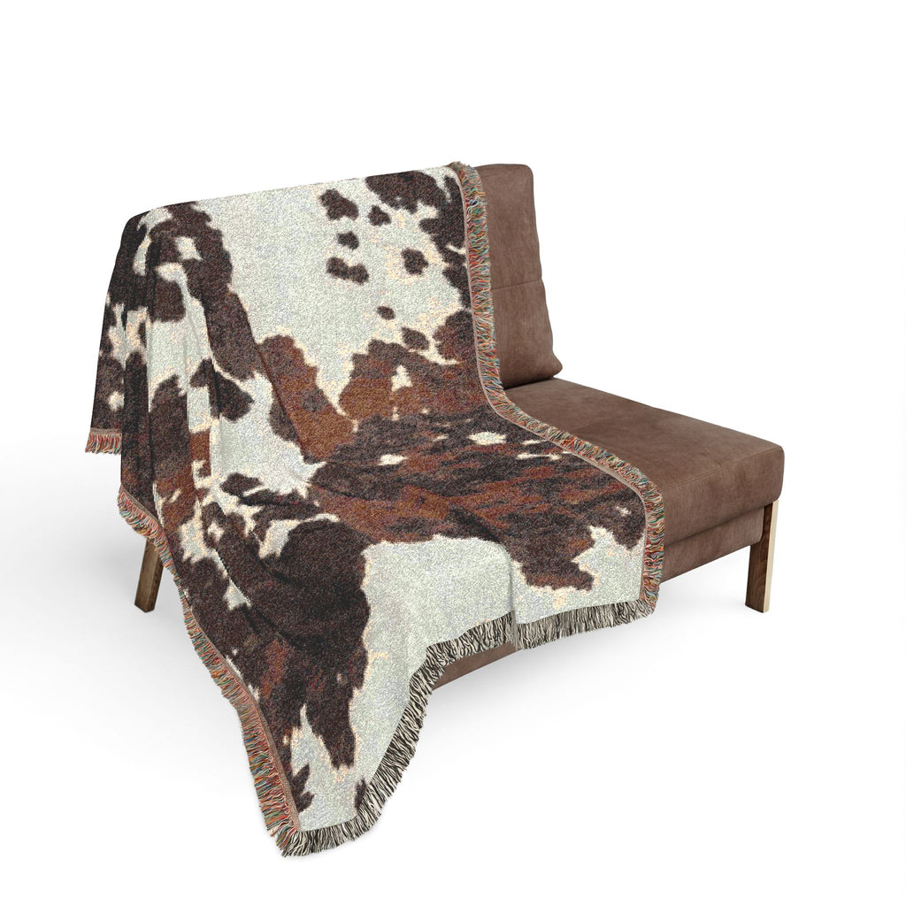 Abstract Camouflage Woven Blanket — Rustic Brown & Black Throw for Living Room, Cabin or Outdoor Use