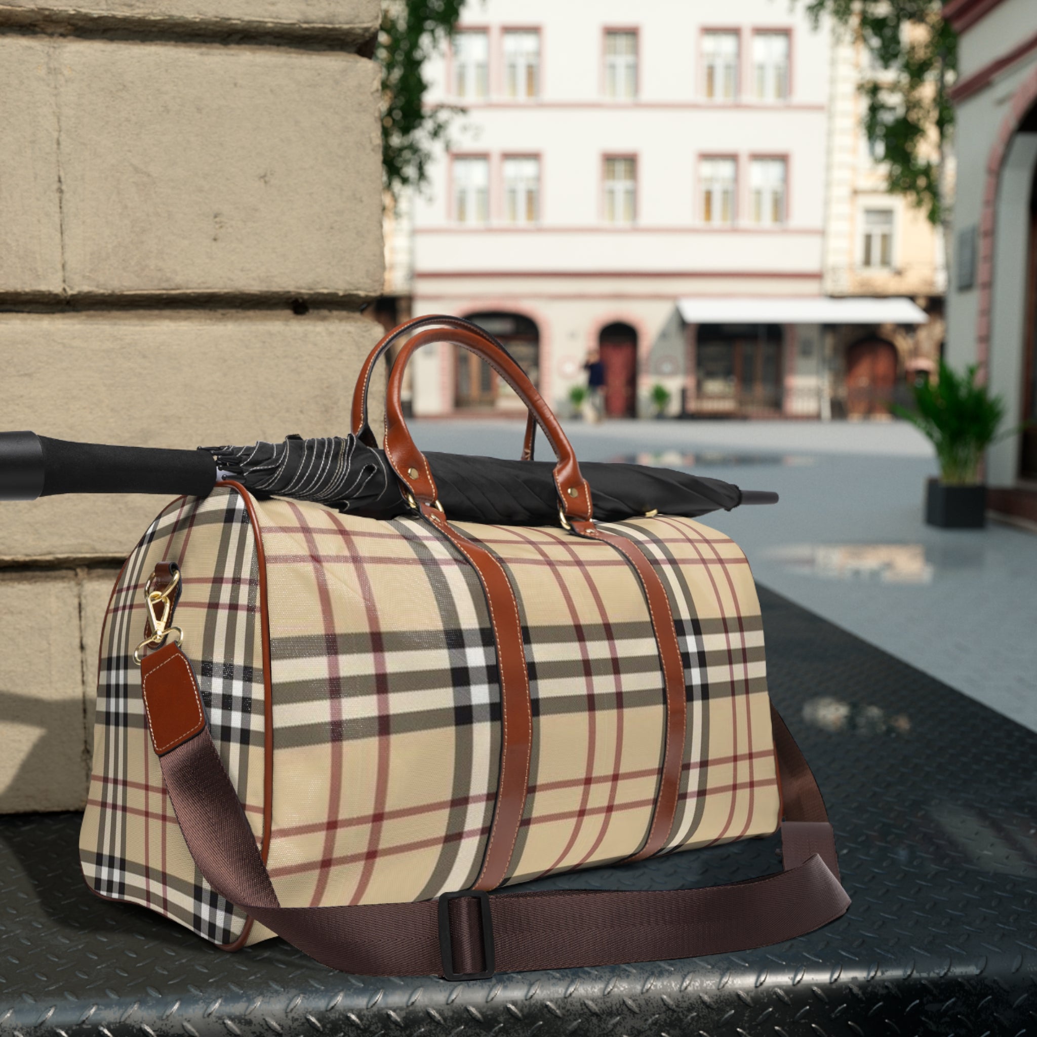 Classic Plaid Waterproof Travel Duffle Bag
