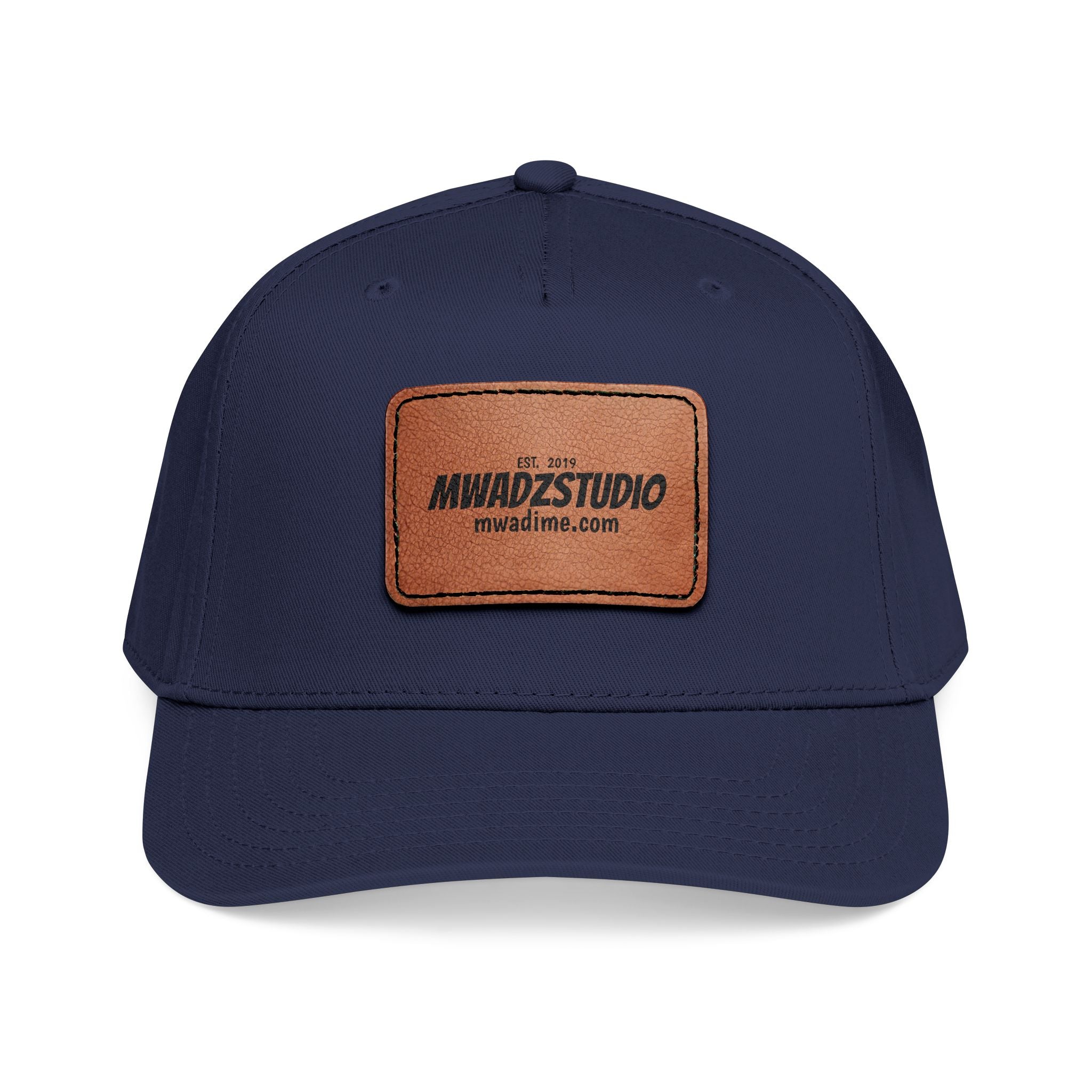 Leather Patch Baseball Cap — Mid Profile Trucker Hat with Rectangular Leather Logo