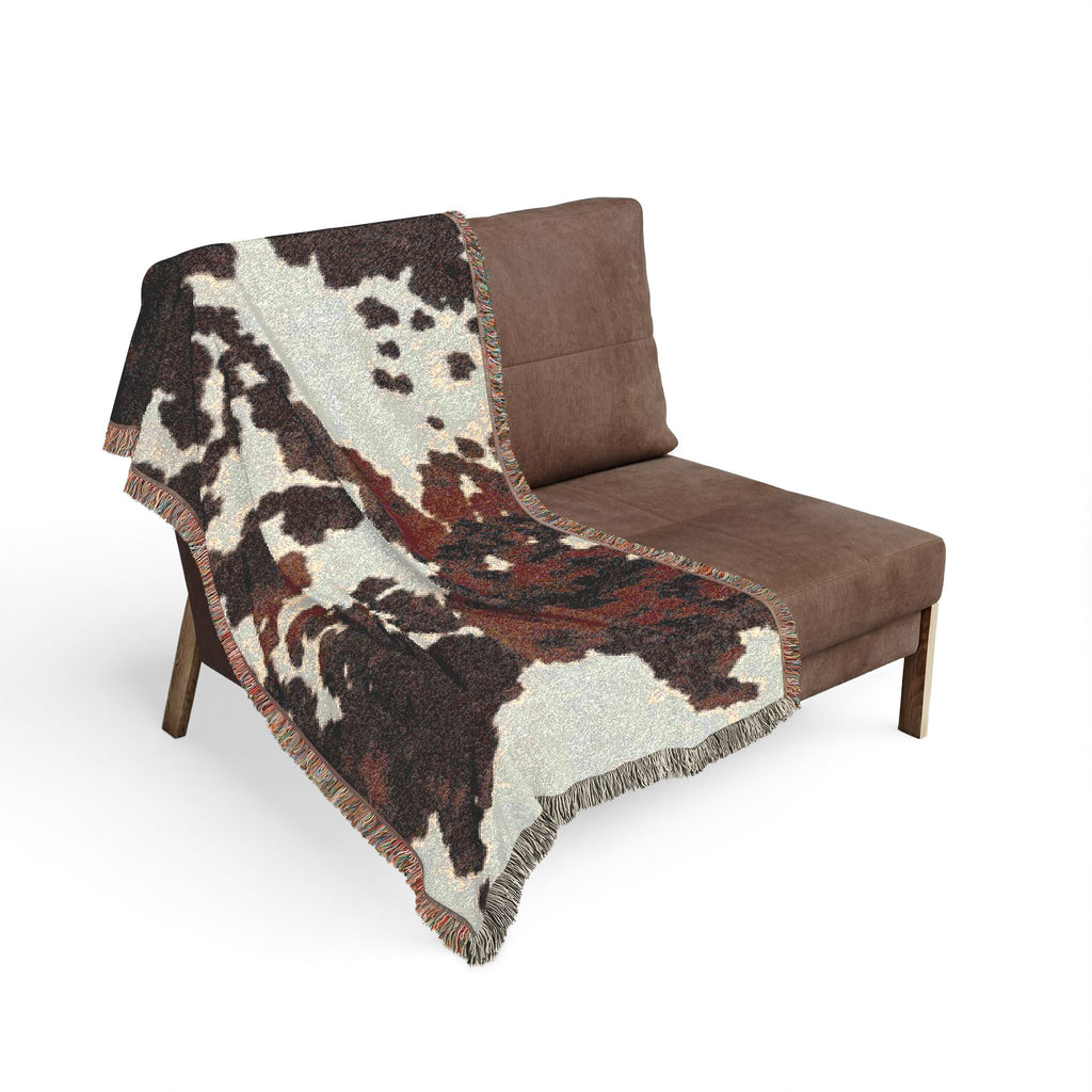 Abstract Camouflage Woven Blanket — Rustic Brown & Black Throw for Living Room, Cabin or Outdoor Use