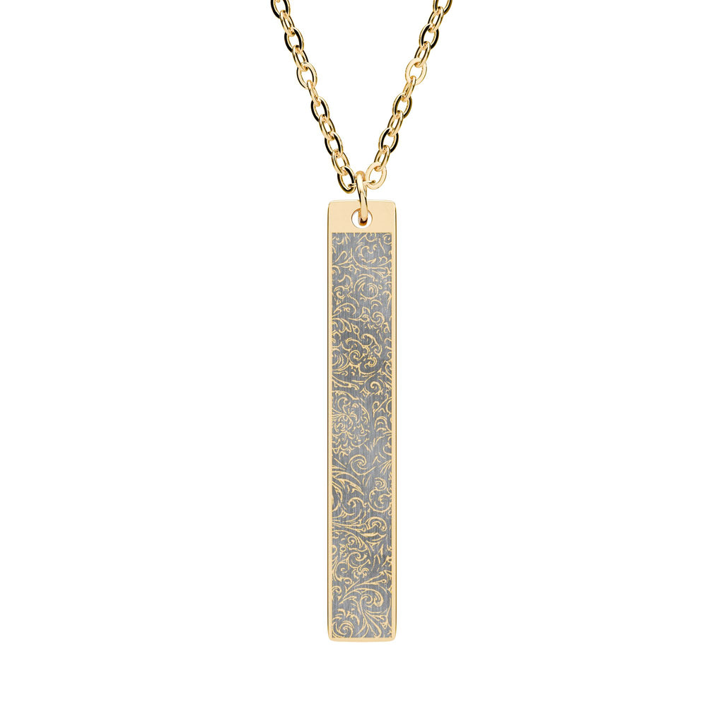 Engravable Vertical Bar Necklace — Gothic Silver or Rose Gold Pendant