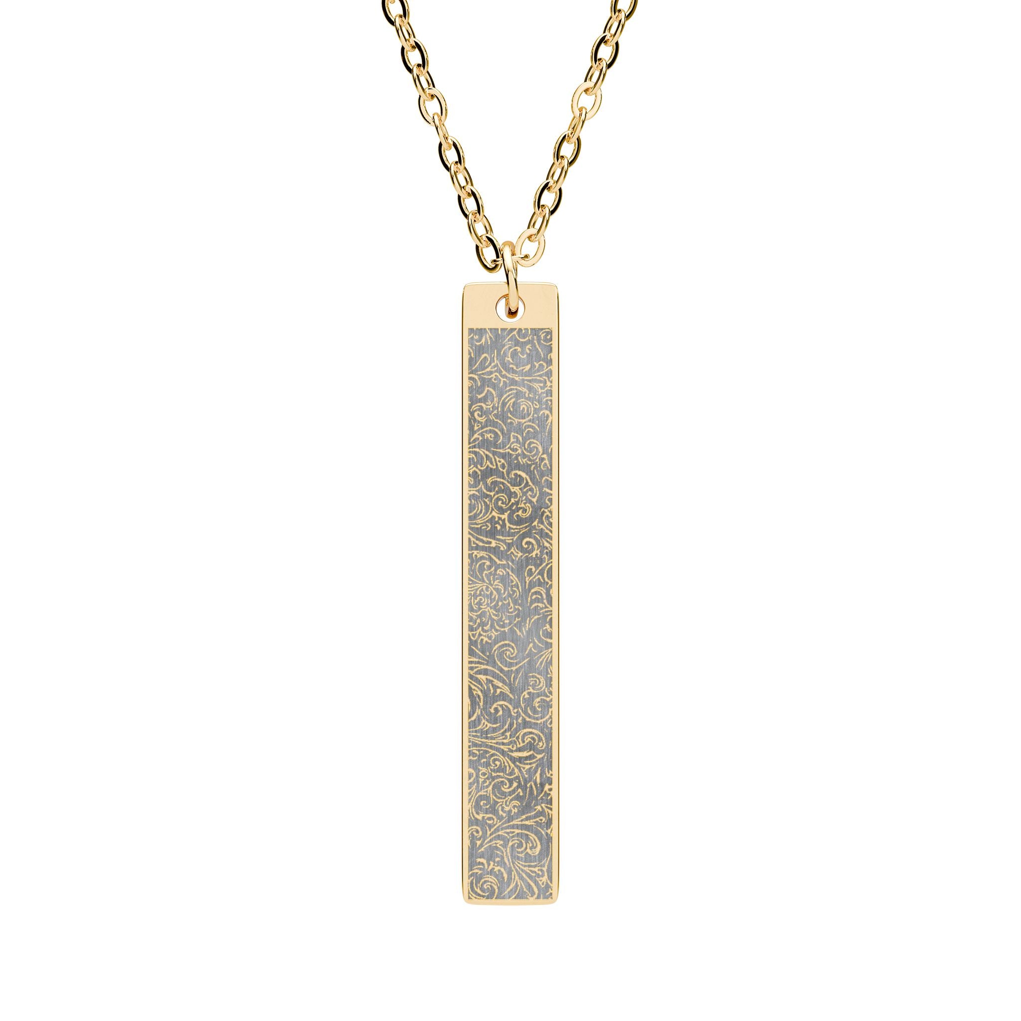 Engravable Vertical Bar Necklace — Gothic Silver or Rose Gold Pendant