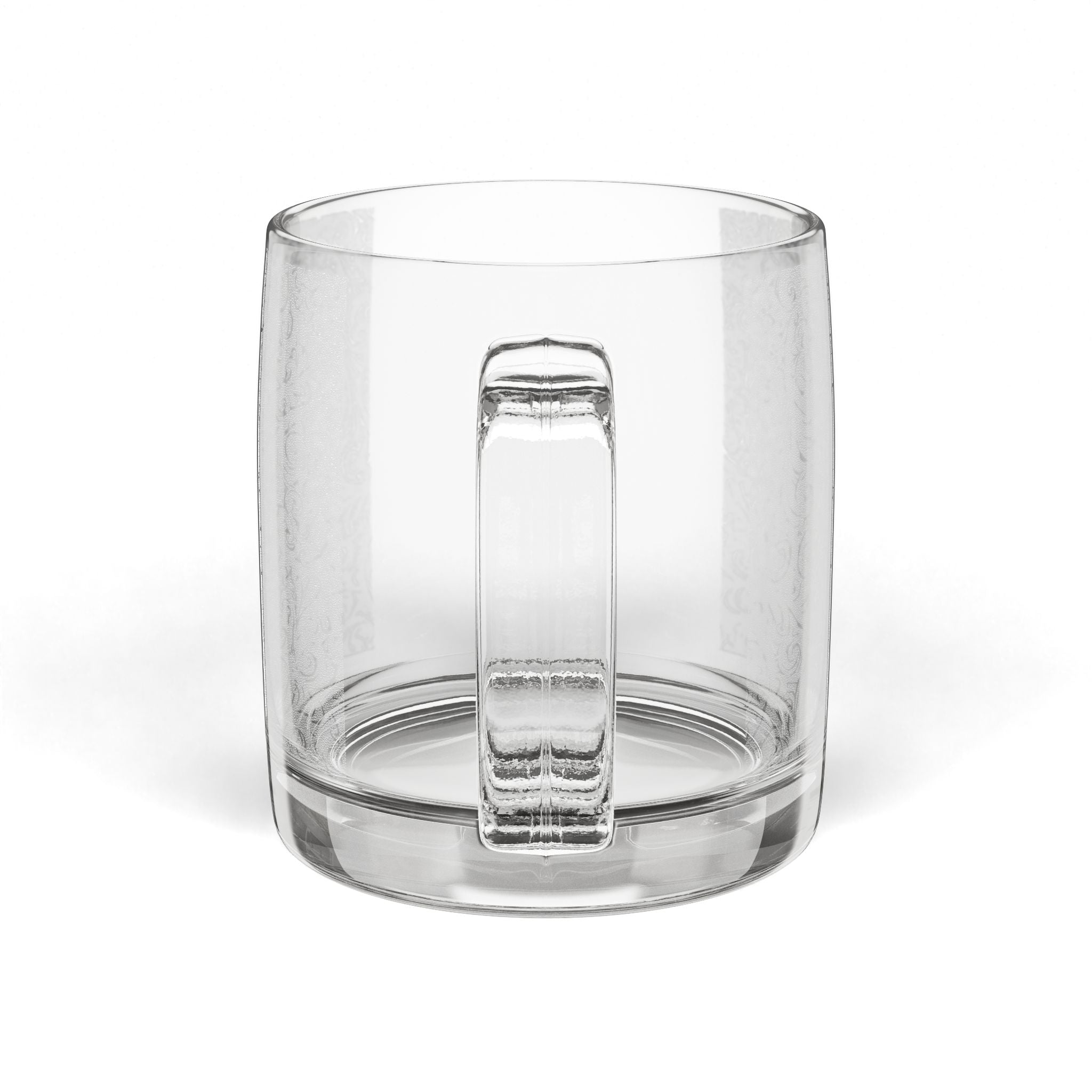 Engraved Floral Glass Coffee Mug, 12.25oz Engraved Floral