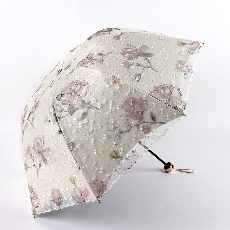 Aurora Three-fold Lace Embroidered Umbrella