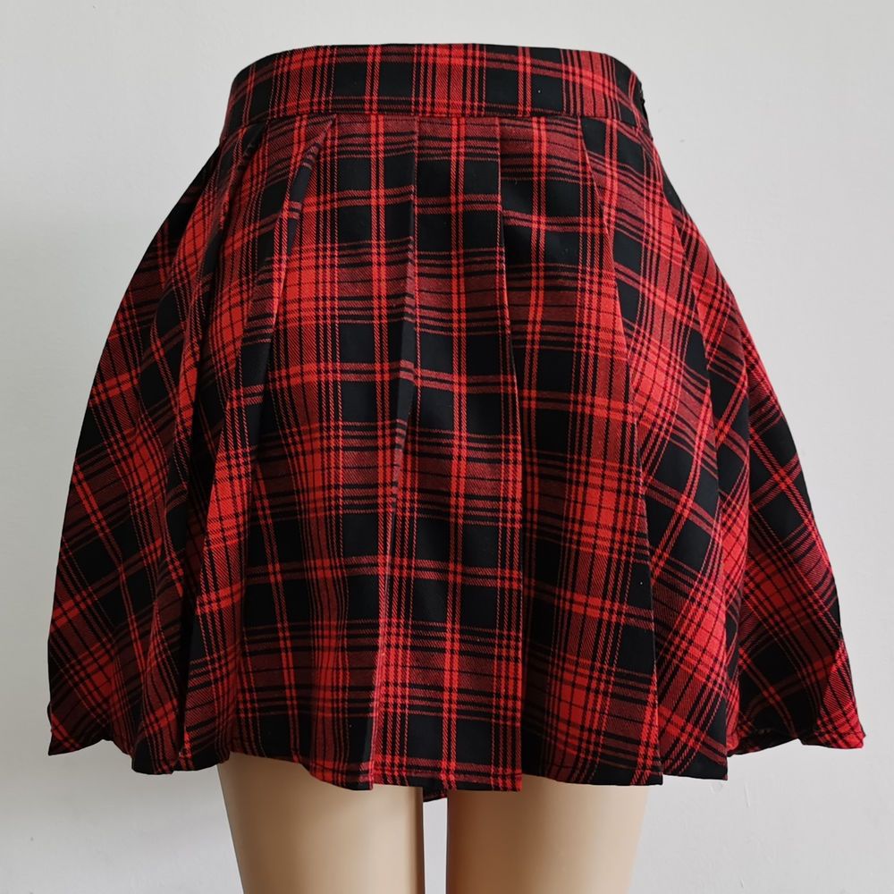 Gothic Black and White/Red Checkered Skirt