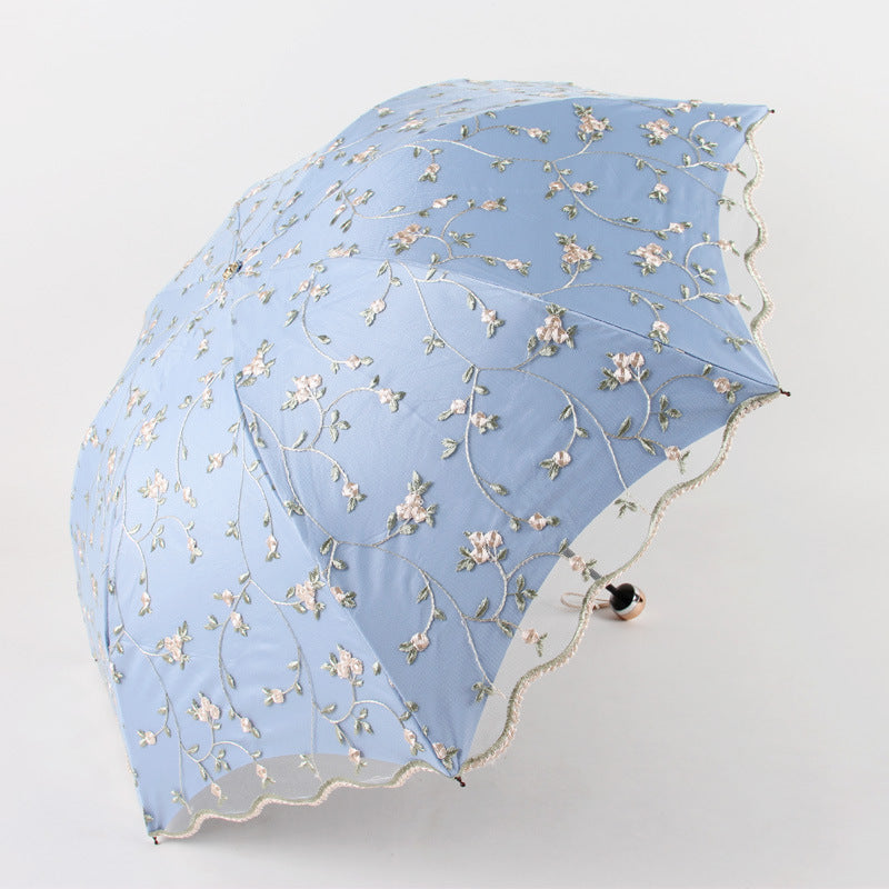 Aurora Three-fold Lace Embroidered Umbrella