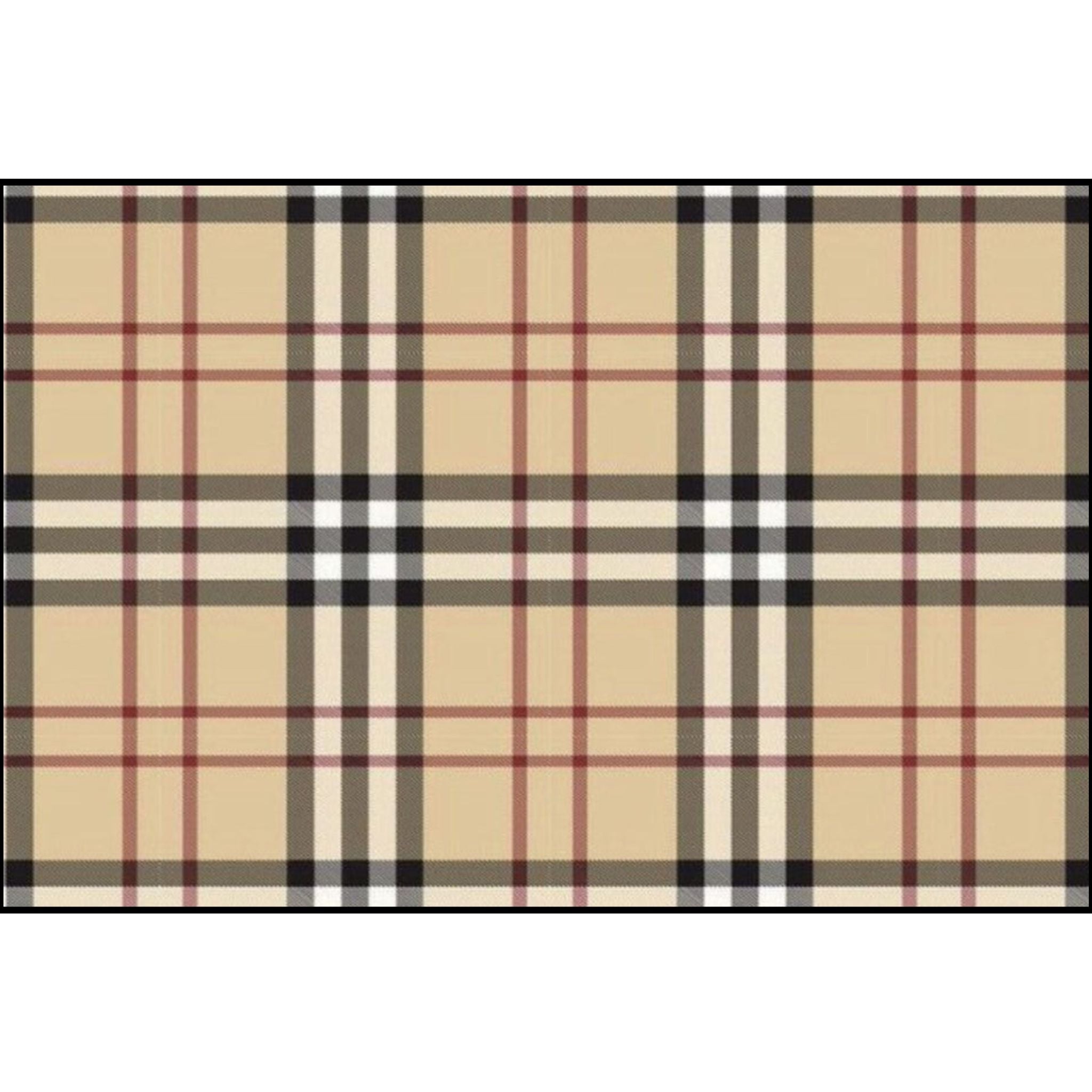 Classic Plaid Cotton Fabric Swatch — Beige Tartan Pattern