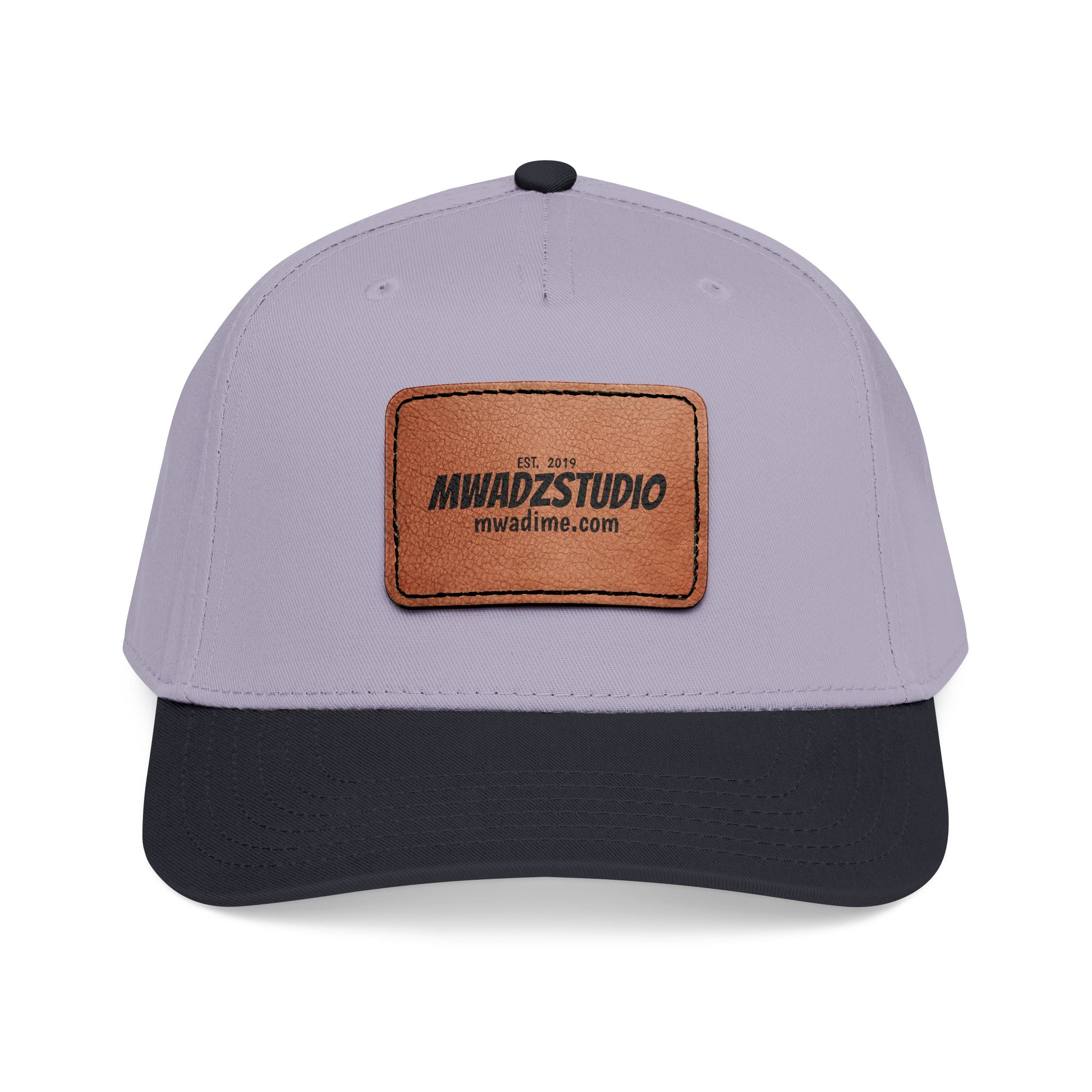 Leather Patch Baseball Cap — Mid Profile Trucker Hat with Rectangular Leather Logo