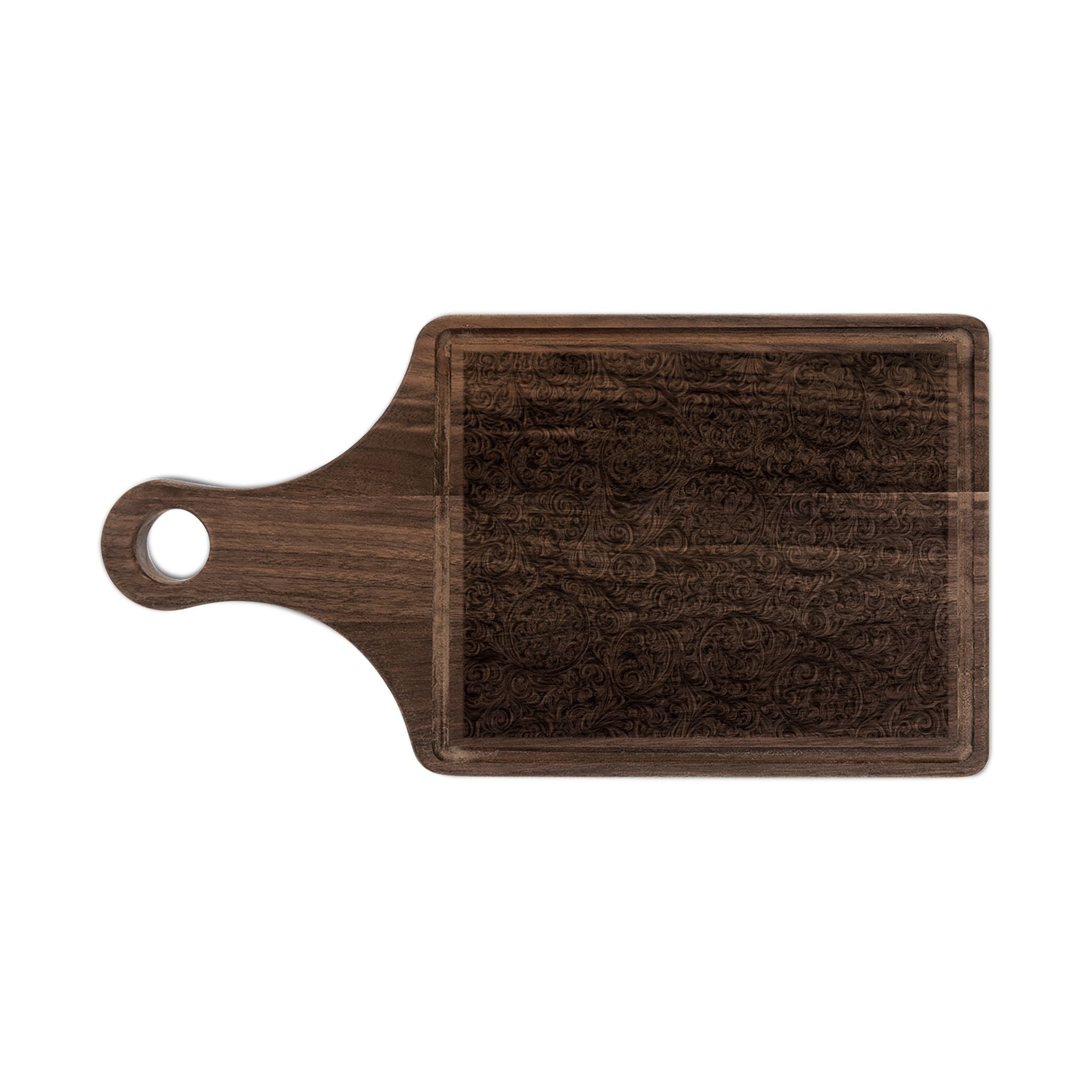 Engraved Floral Scroll Wooden Cutting Board — Decorative Serving & Charcuterie Board