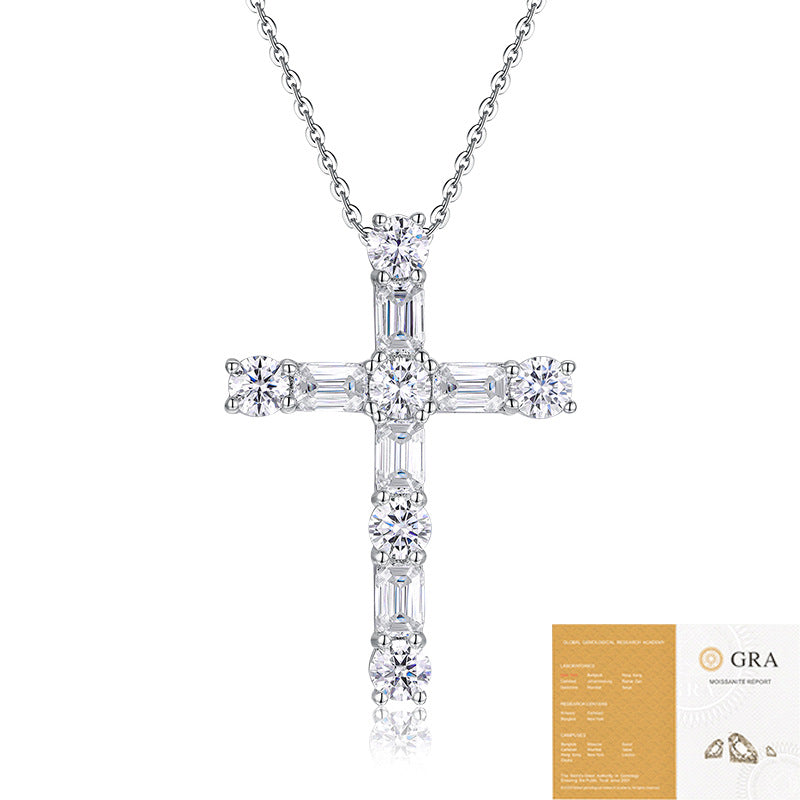 Cross Pendant Necklace with Moissanite