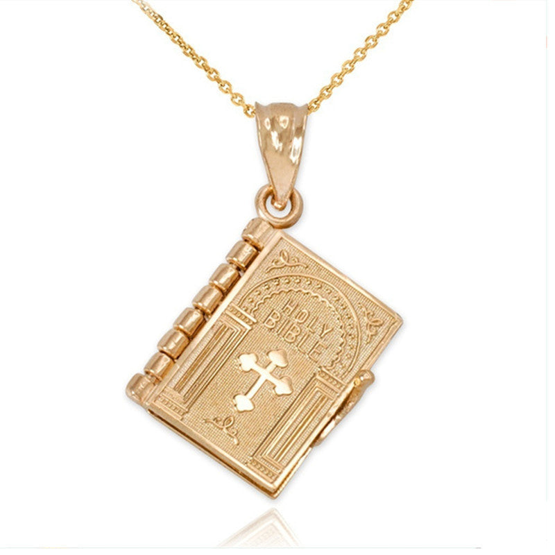 Openable Bible Book Cross Necklace