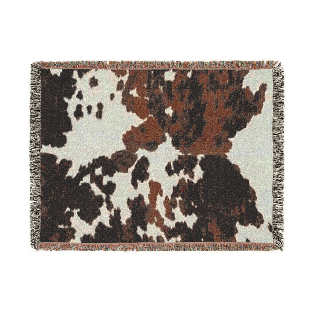 Abstract Camouflage Woven Blanket — Rustic Brown & Black Throw for Living Room, Cabin or Outdoor Use