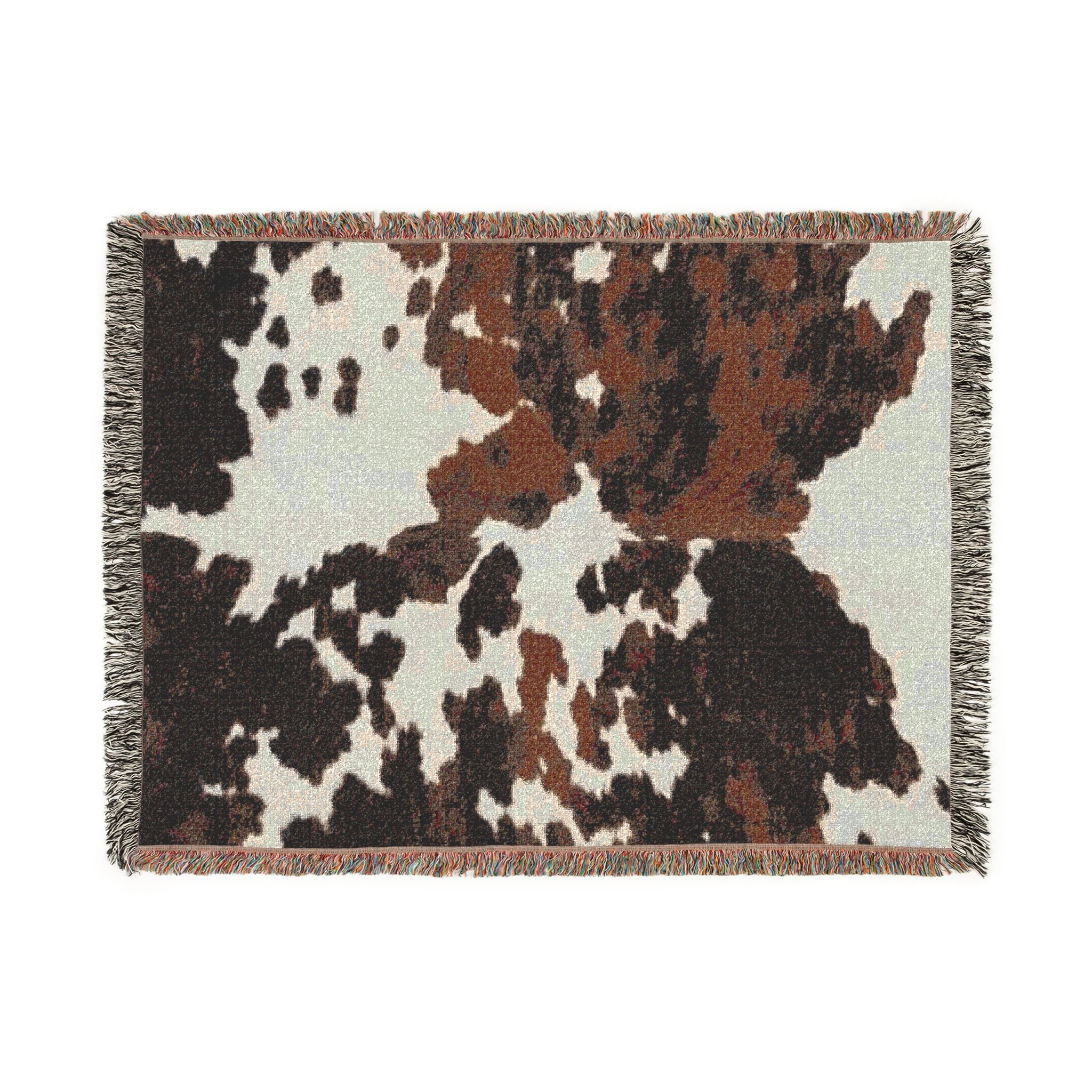 Abstract Camouflage Woven Blanket — Rustic Brown & Black Throw for Living Room, Cabin or Outdoor Use